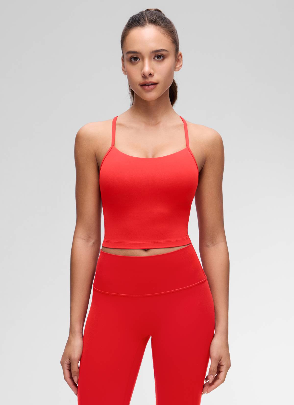 CRZ YOGA Damen Butterluxe Y Rücken Strappy Ohne Bügel Sport BH Tiefrot