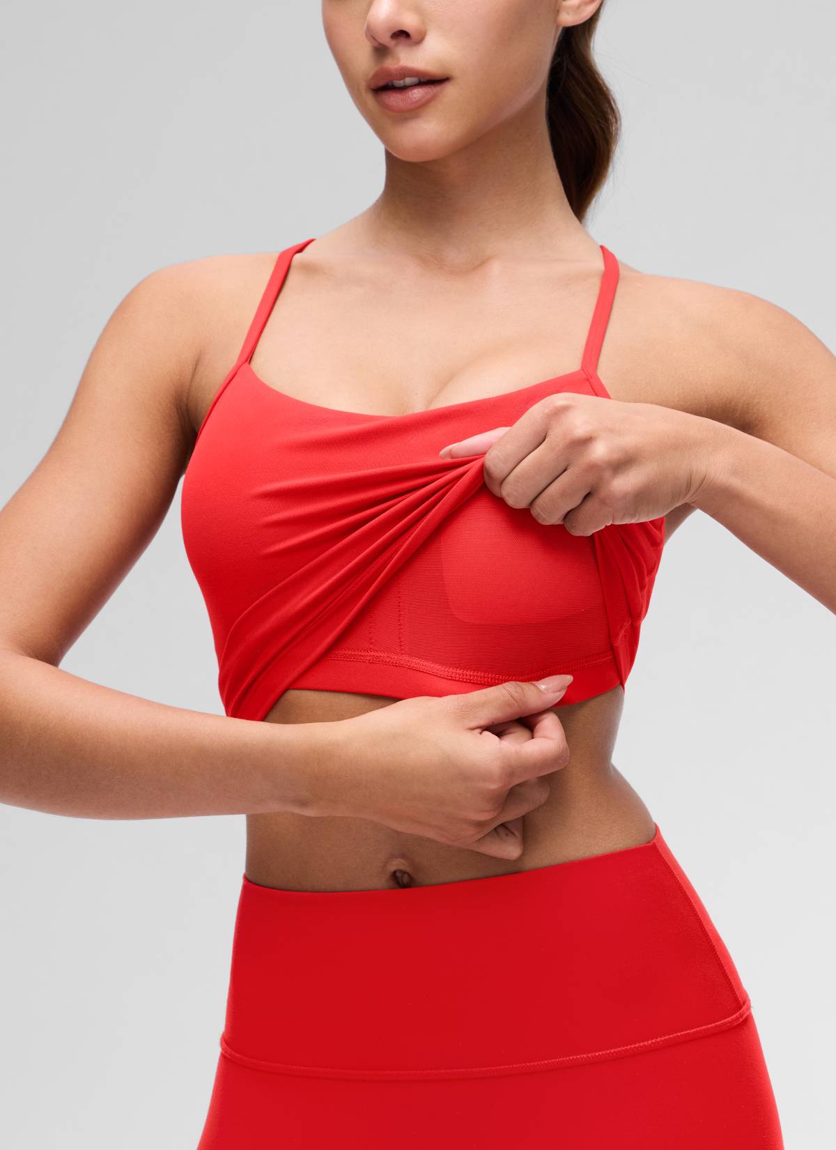CRZ YOGA Damen Butterluxe Y Rücken Strappy Ohne Bügel Sport BH Tiefrot