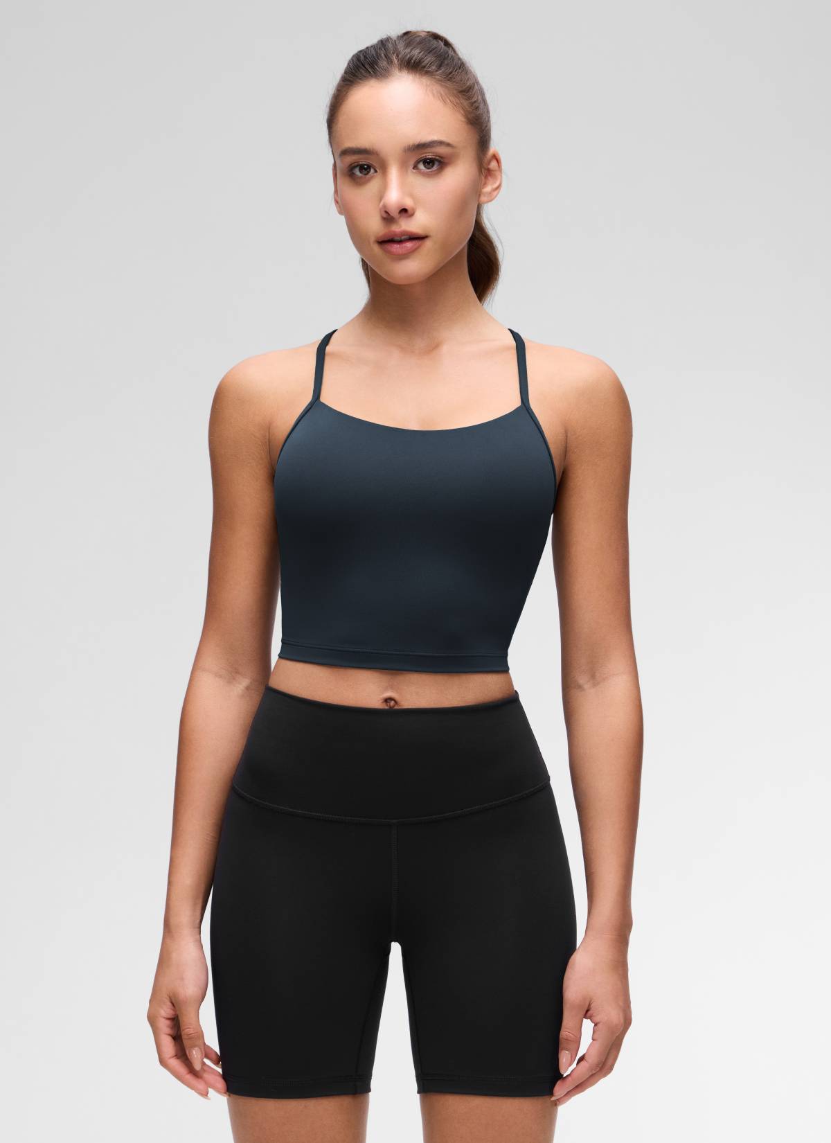 CRZ YOGA Damen Butterluxe Y Rücken Strappy Ohne Bügel Sport BH Echte Marine