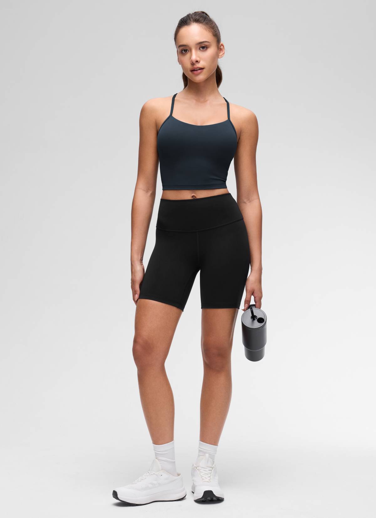 CRZ YOGA Damen Butterluxe Y Rücken Strappy Ohne Bügel Sport BH Echte Marine