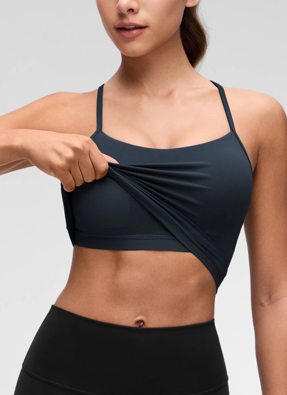 CRZ YOGA Damen Butterluxe Y Rücken Strappy Ohne Bügel Sport BH Echte Marine