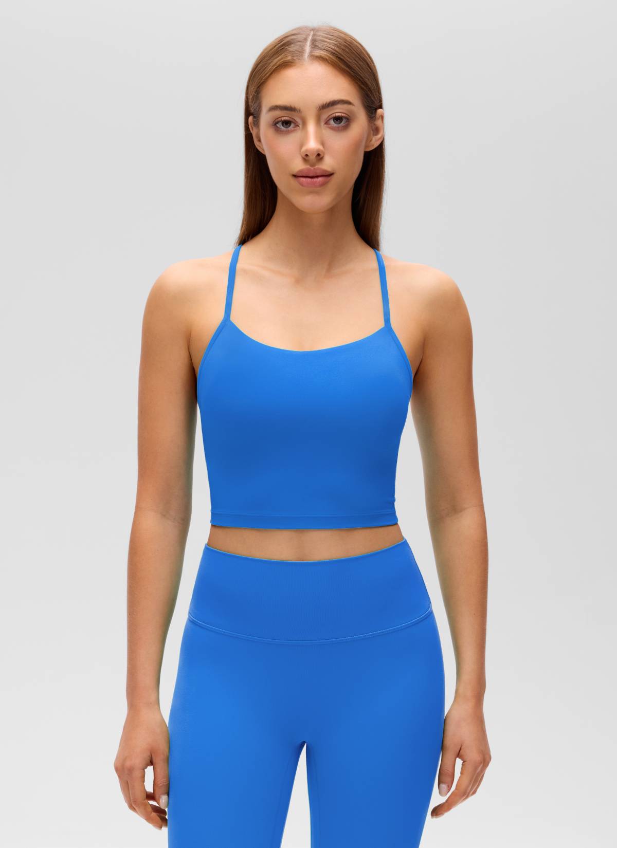 CRZ YOGA Damen Butterluxe Y Rücken Strappy Ohne Bügel Sport BH Funkelndes Blau