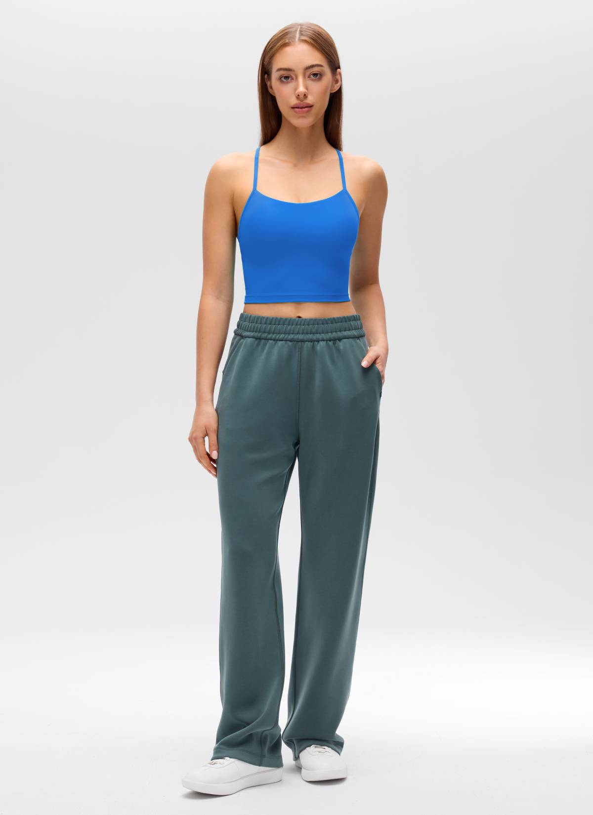 CRZ YOGA Damen Butterluxe Y Rücken Strappy Ohne Bügel Sport BH Funkelndes Blau