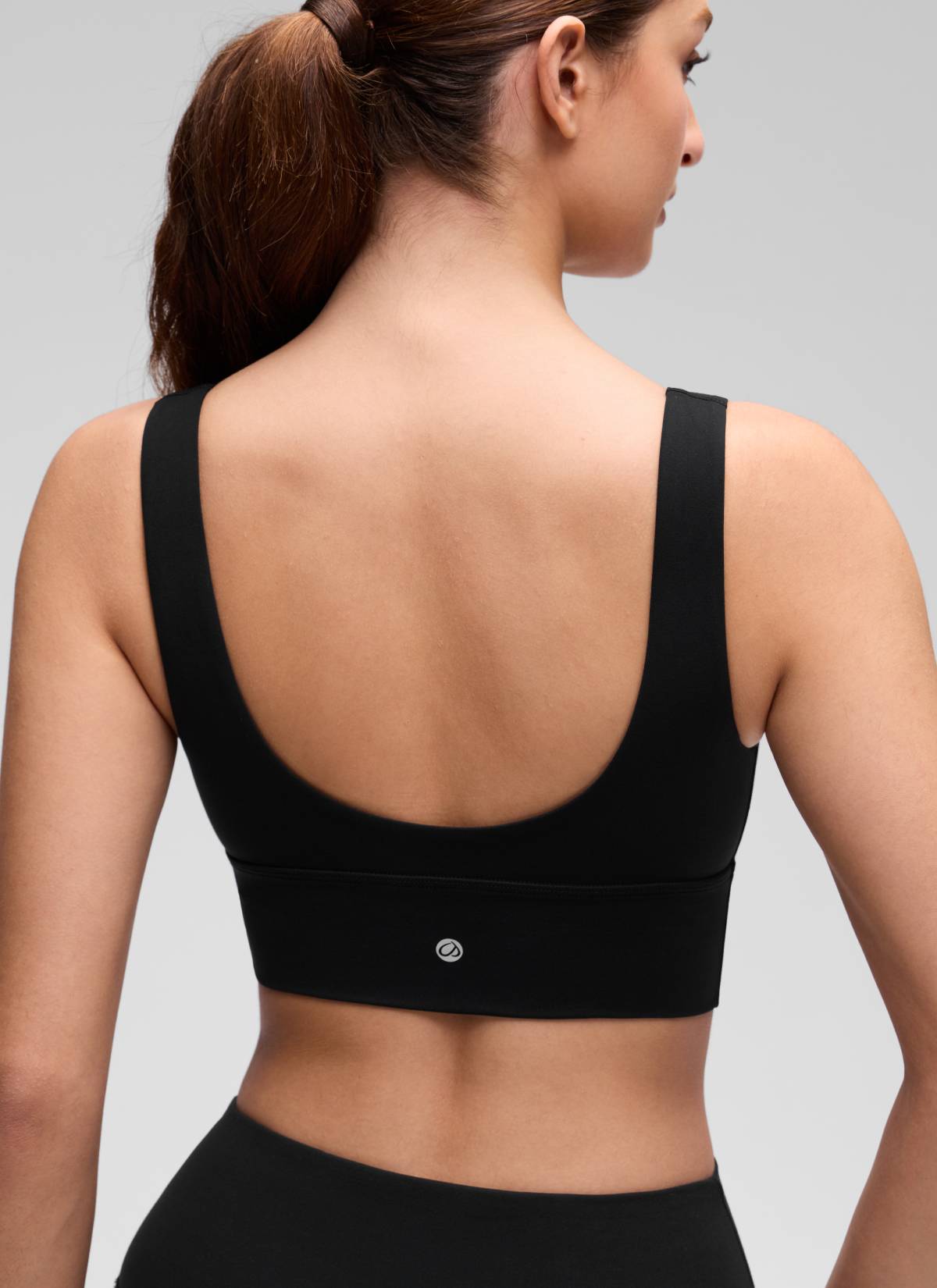 CRZ YOGA Butterluxe Damen V-Ausschnitt Gepolstert U-Rücken Sport-BH Schwarz