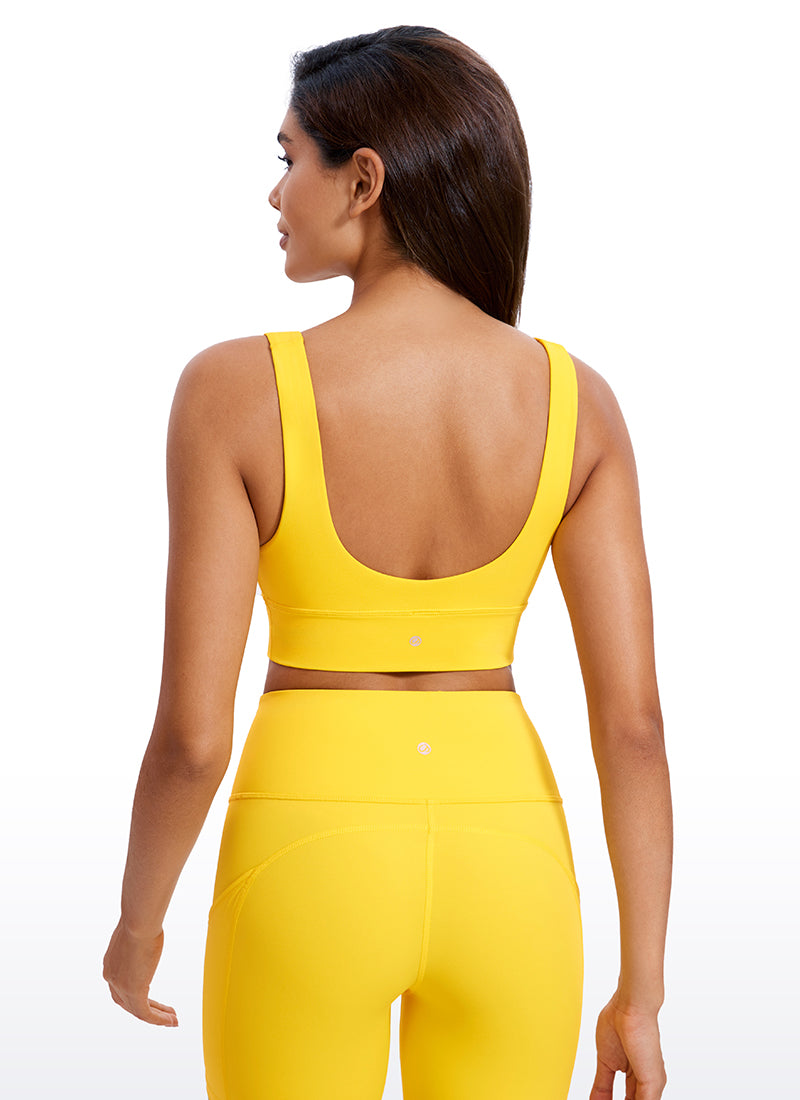 CRZ YOGA Butterluxe Damen V-Ausschnitt Gepolstert U-Rücken Sport-BH Gut Sichtbares Gelb