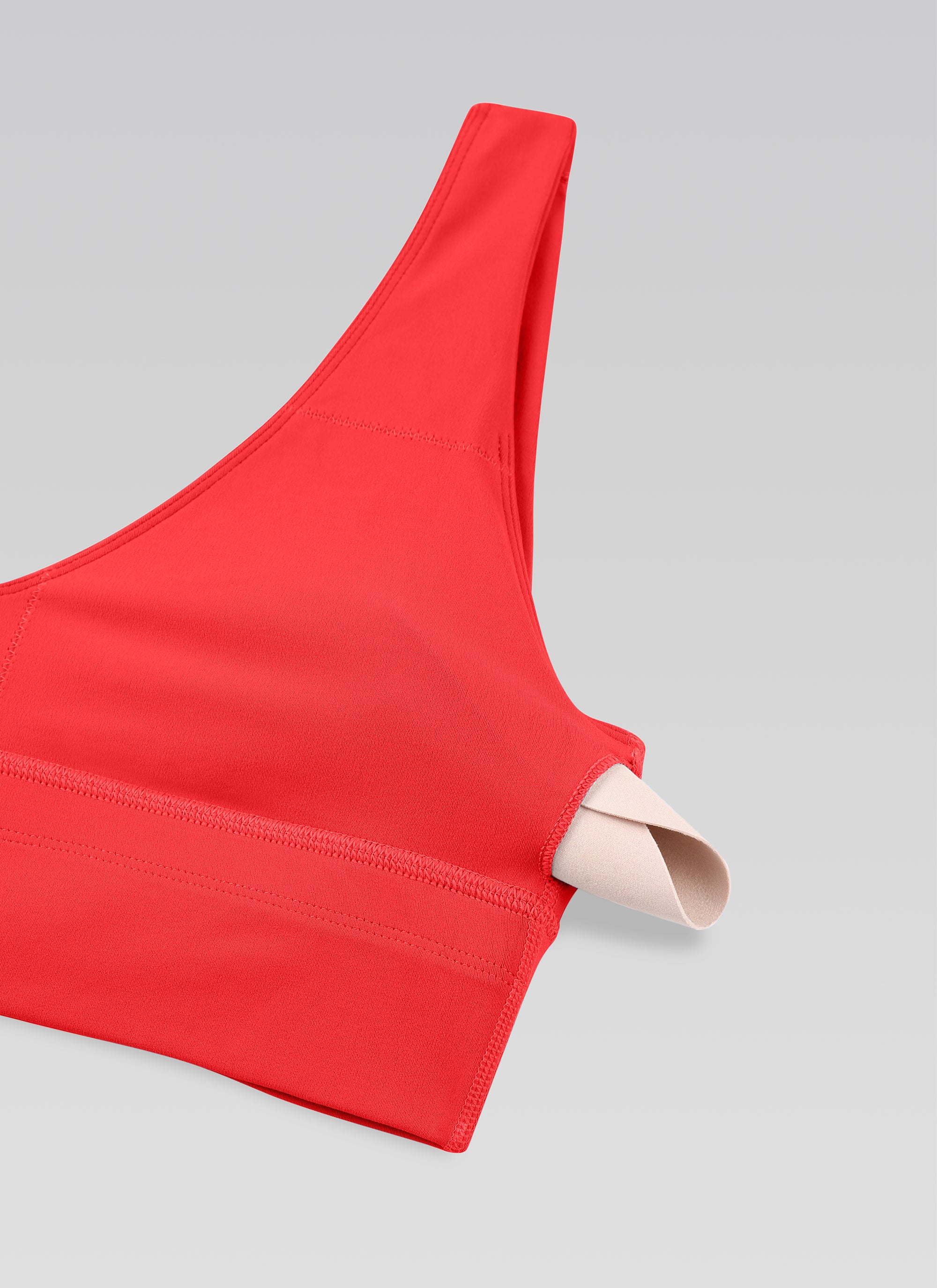CRZ YOGA Butterluxe Damen V-Ausschnitt Gepolstert U-Rücken Sport-BH Tiefrot