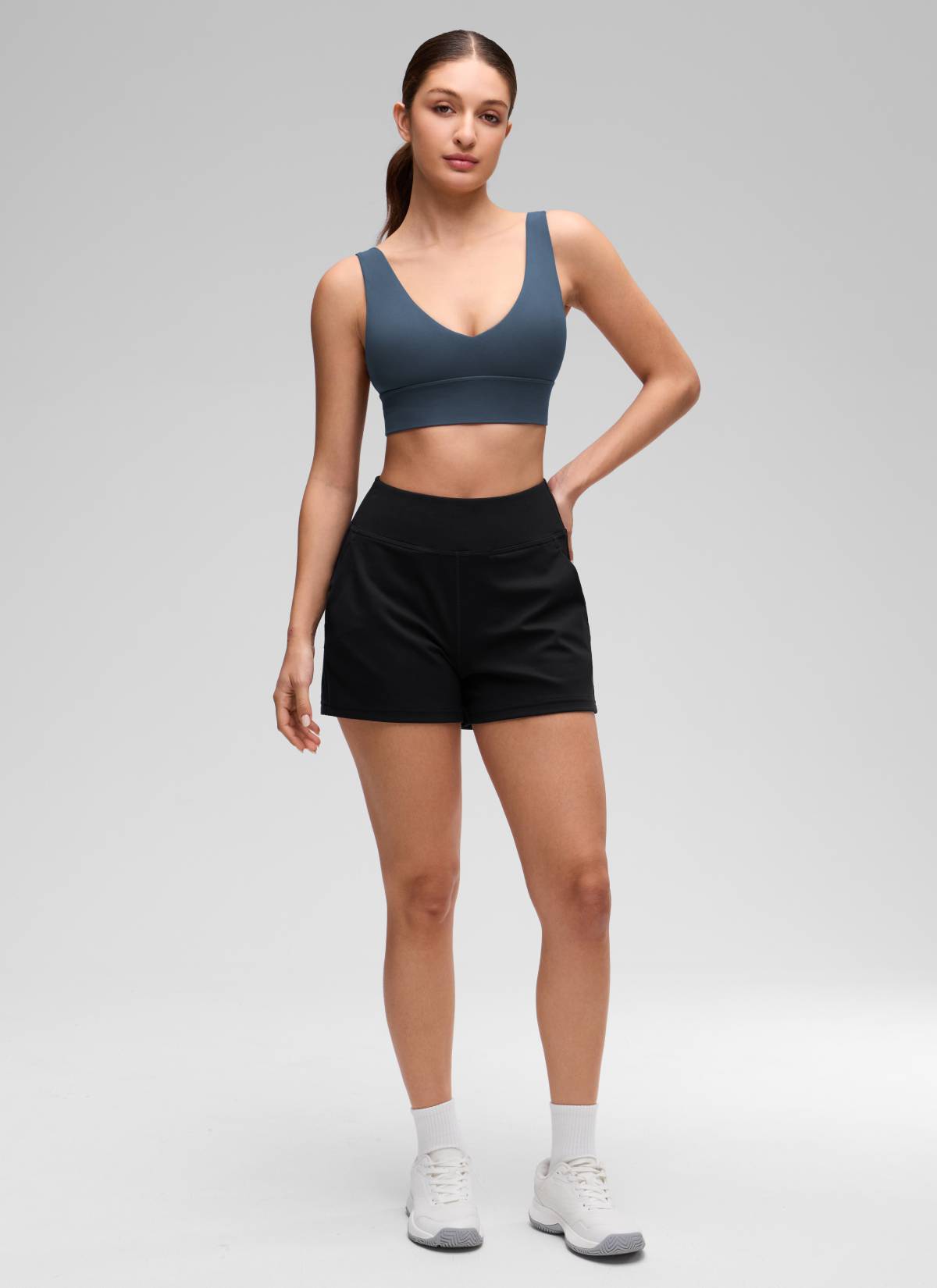 CRZ YOGA Butterluxe Damen V-Ausschnitt Gepolstert U-Rücken Sport-BH Sternenlicht