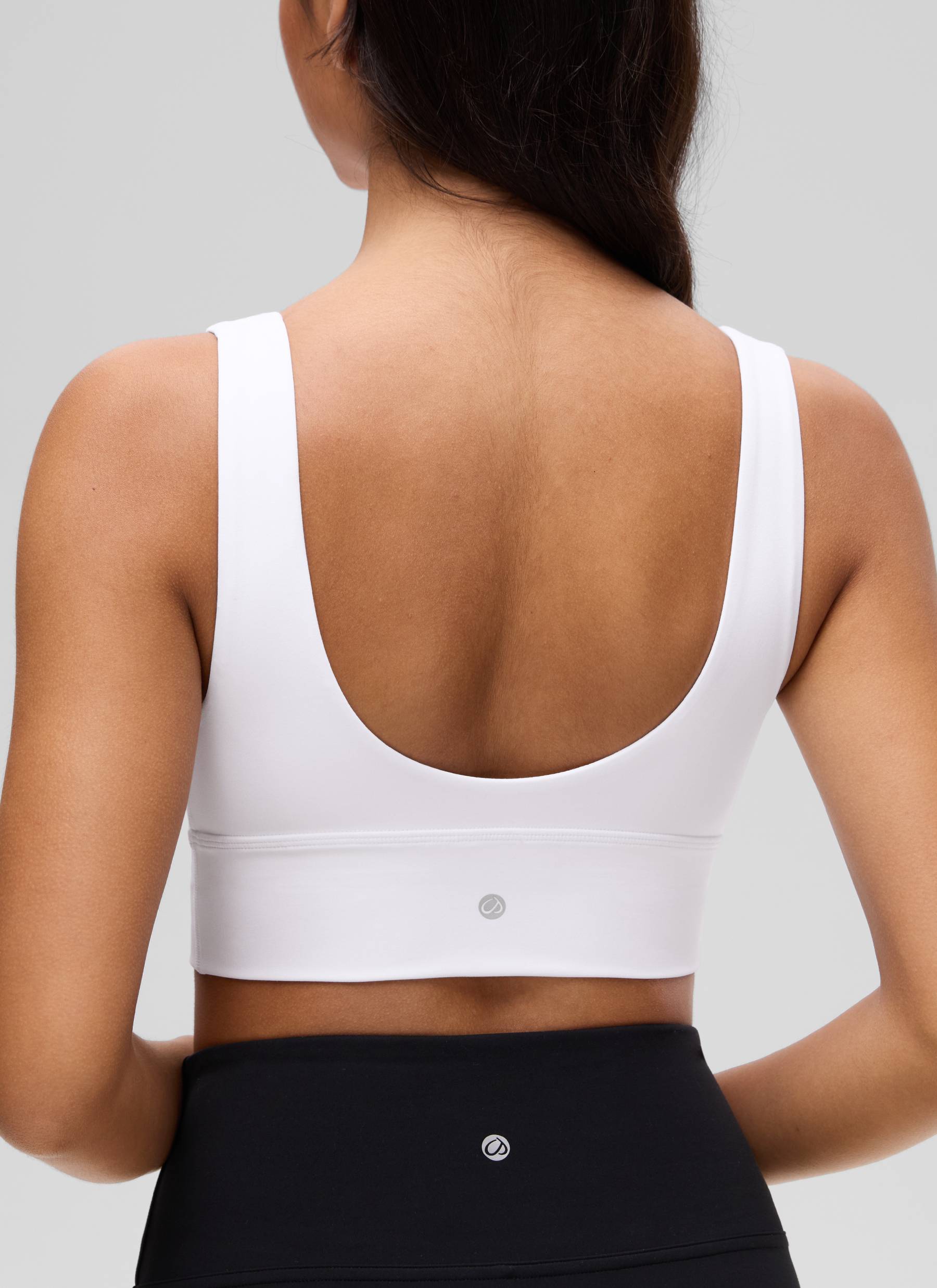 CRZ YOGA Butterluxe Damen V-Ausschnitt Gepolstert U-Rücken Sport-BH Weiss