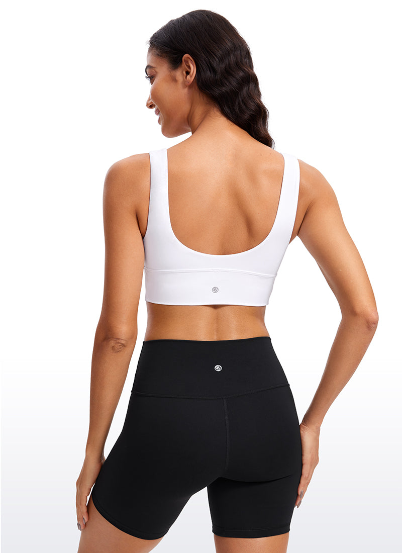 CRZ YOGA Butterluxe Damen V-Ausschnitt Gepolstert U-Rücken Sport-BH Weiss