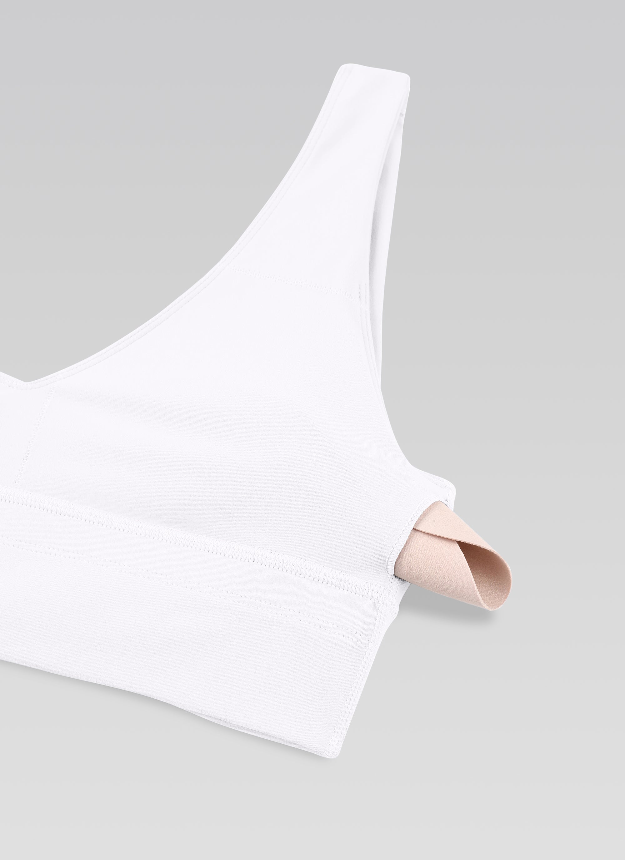 CRZ YOGA Butterluxe Damen V-Ausschnitt Gepolstert U-Rücken Sport-BH Weiss