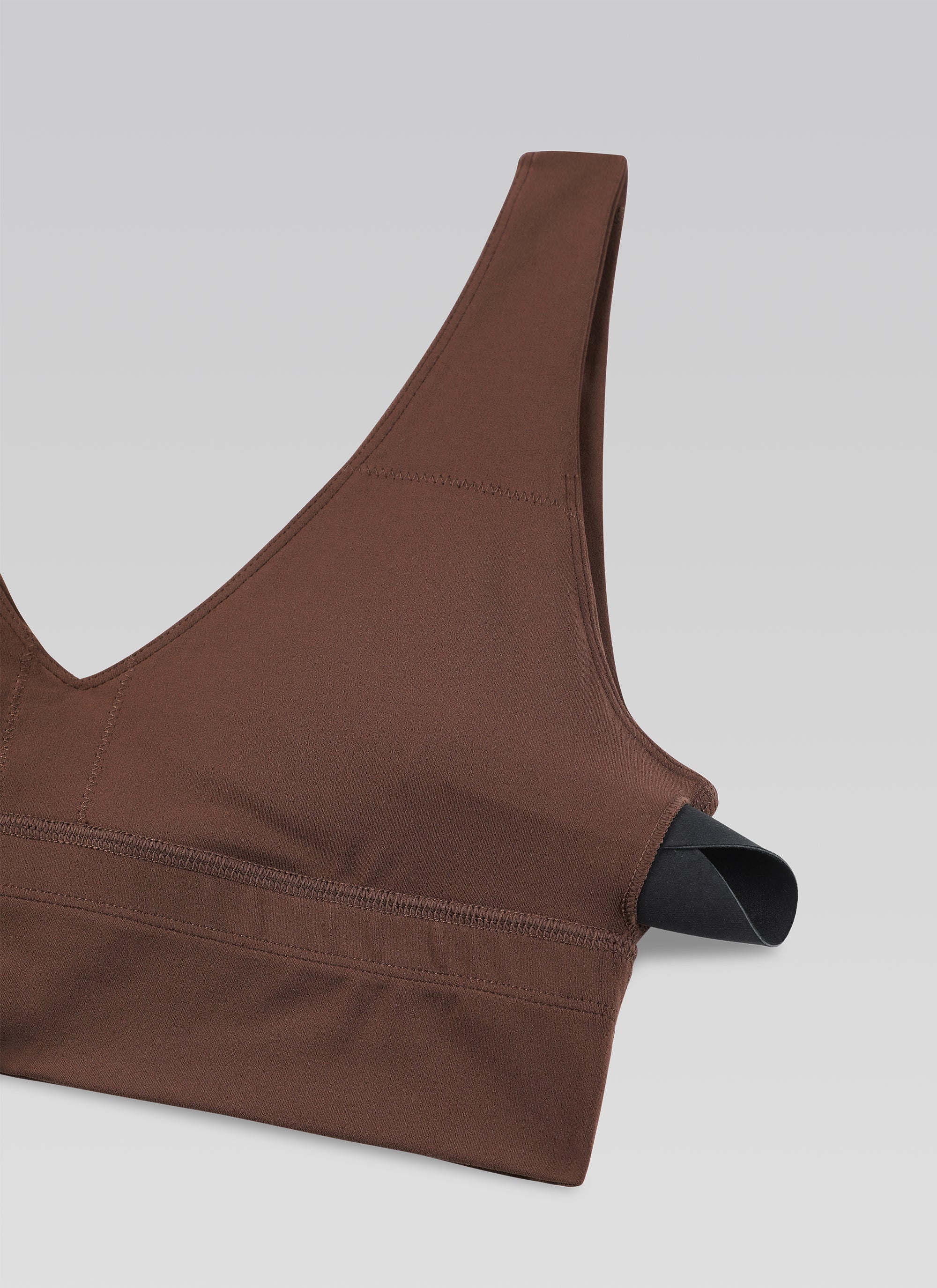 CRZ YOGA Butterluxe Damen V-Ausschnitt Gepolstert U-Rücken Sport-BH Kaffeebraun
