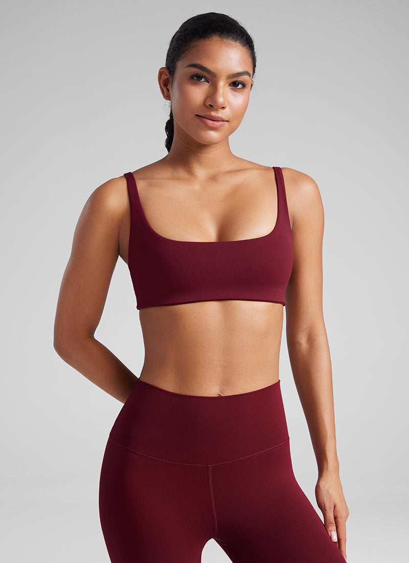 CRZ YOGA Damen Butterluxe Cami mit quadratischem Ausschnitt Mini-BH Roter Merlot