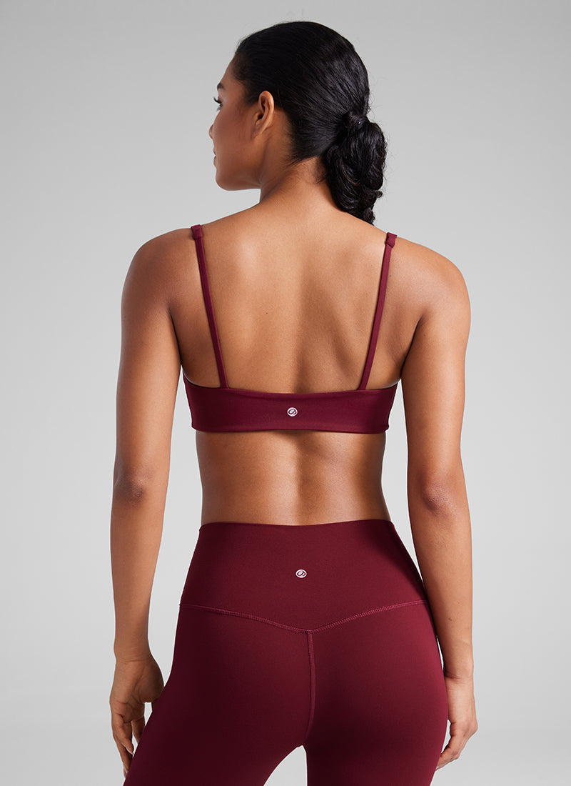 CRZ YOGA Damen Butterluxe Cami mit quadratischem Ausschnitt Mini-BH Roter Merlot