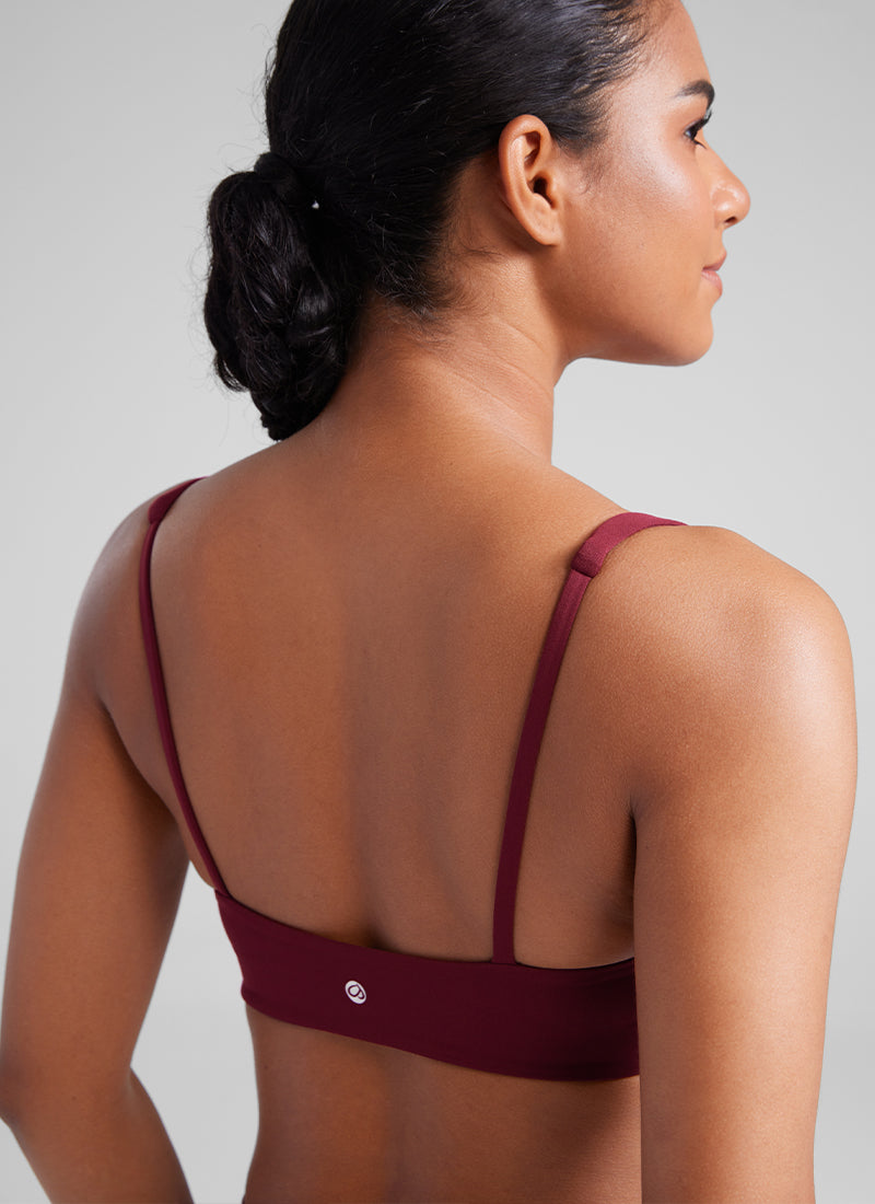 CRZ YOGA Damen Butterluxe Cami mit quadratischem Ausschnitt Mini-BH Roter Merlot