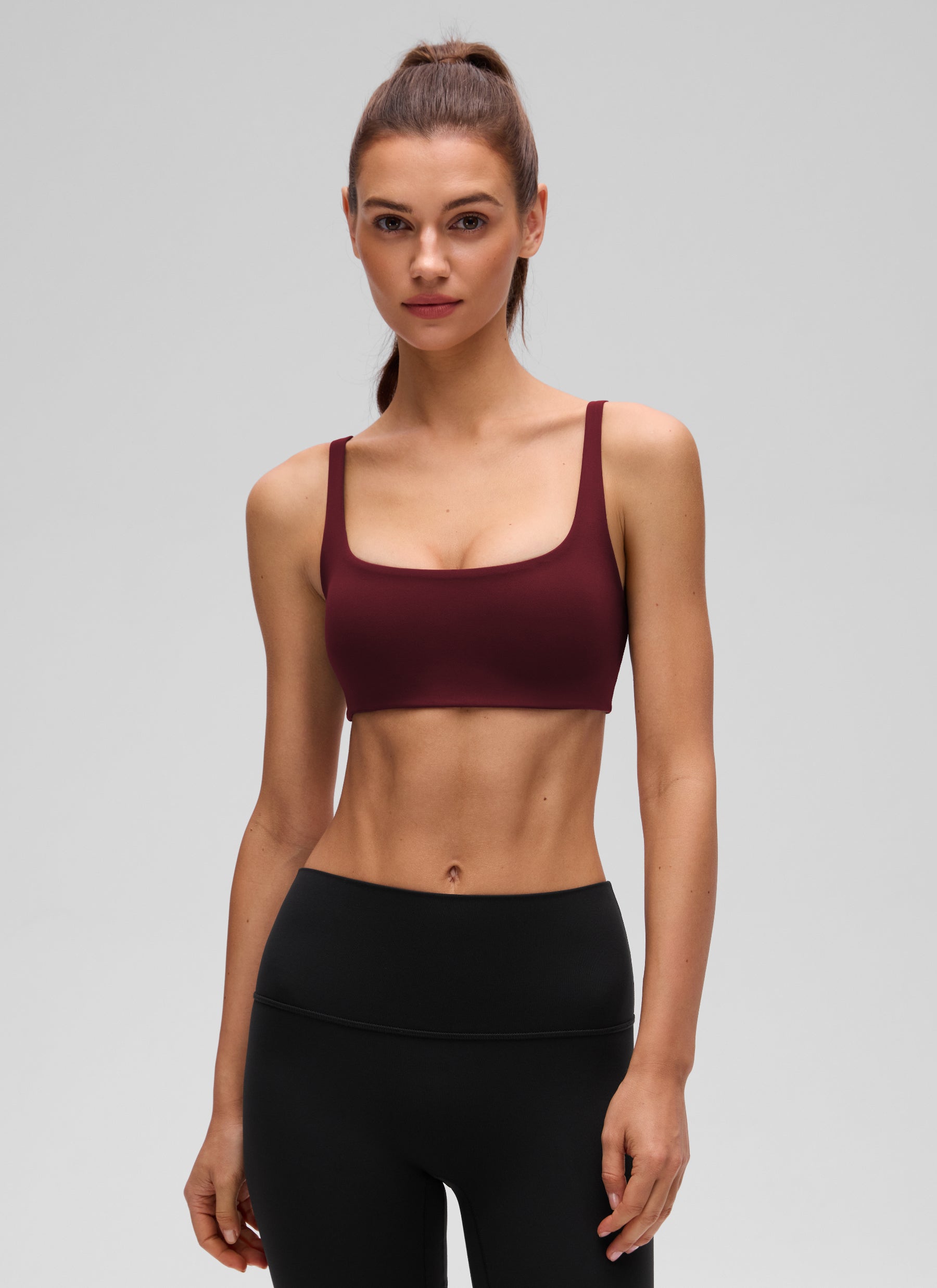 CRZ YOGA Damen Butterluxe Cami mit quadratischem Ausschnitt Mini-BH Roter Merlot
