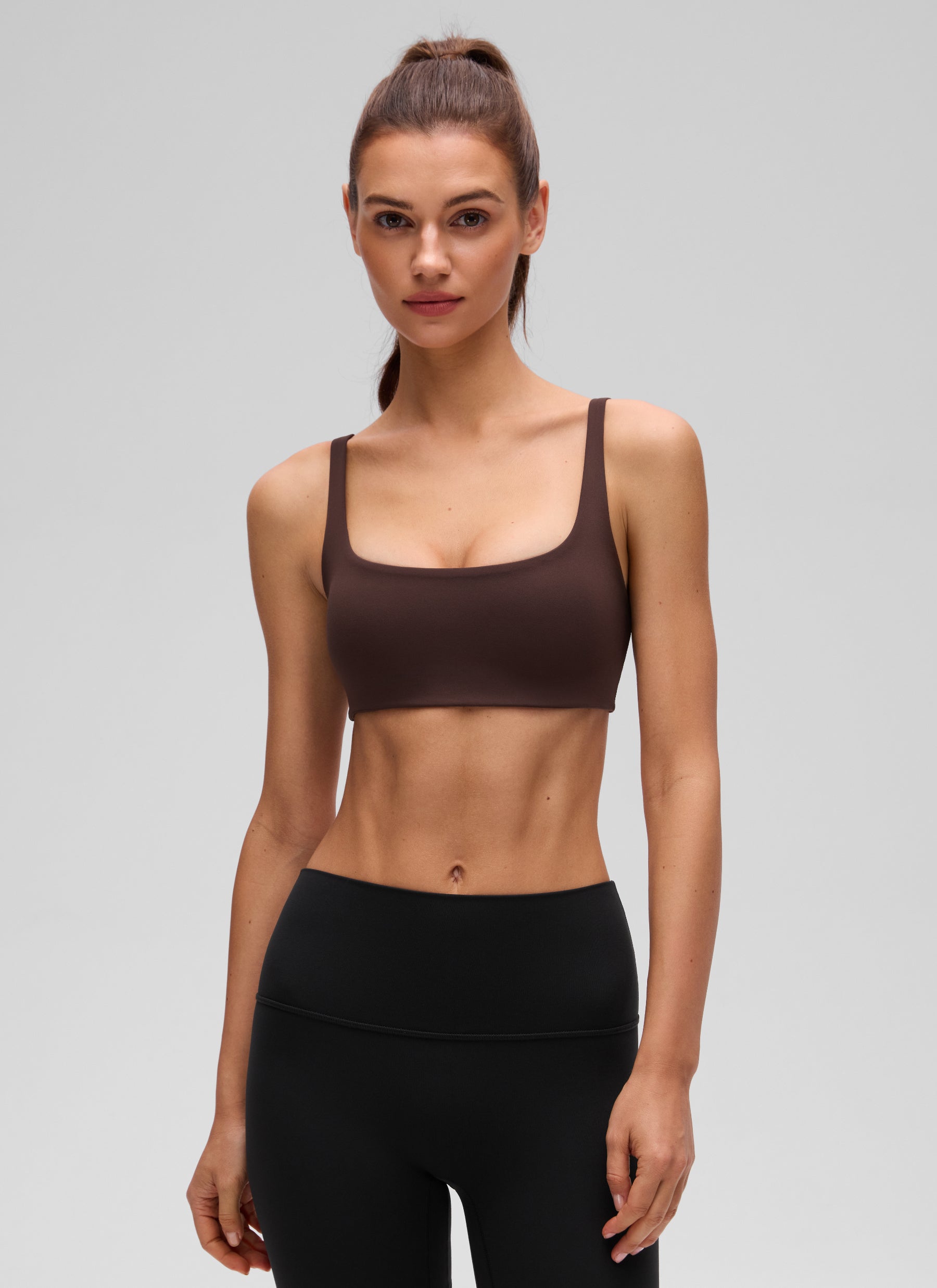 CRZ YOGA Damen Butterluxe Cami mit quadratischem Ausschnitt Mini-BH Heißes Fudge-Brown