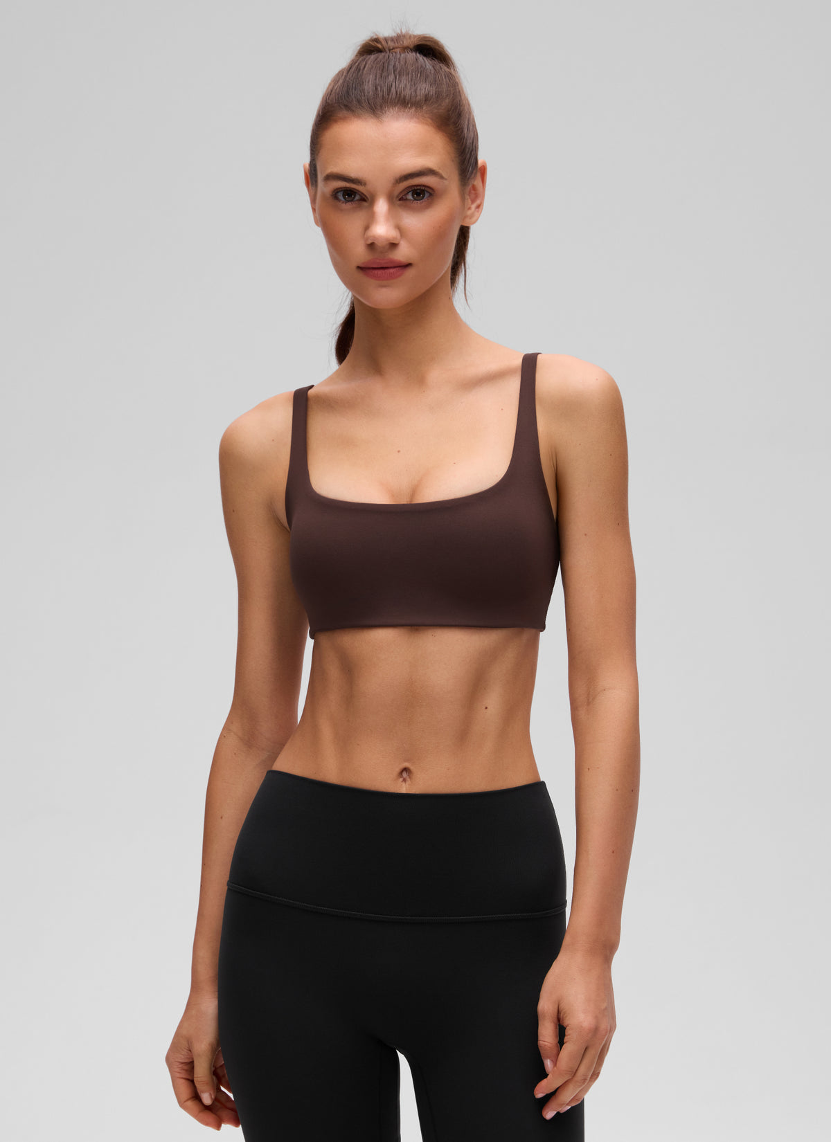 CRZ YOGA Damen Butterluxe Cami mit quadratischem Ausschnitt Mini-BH Heißes Fudge-Brown