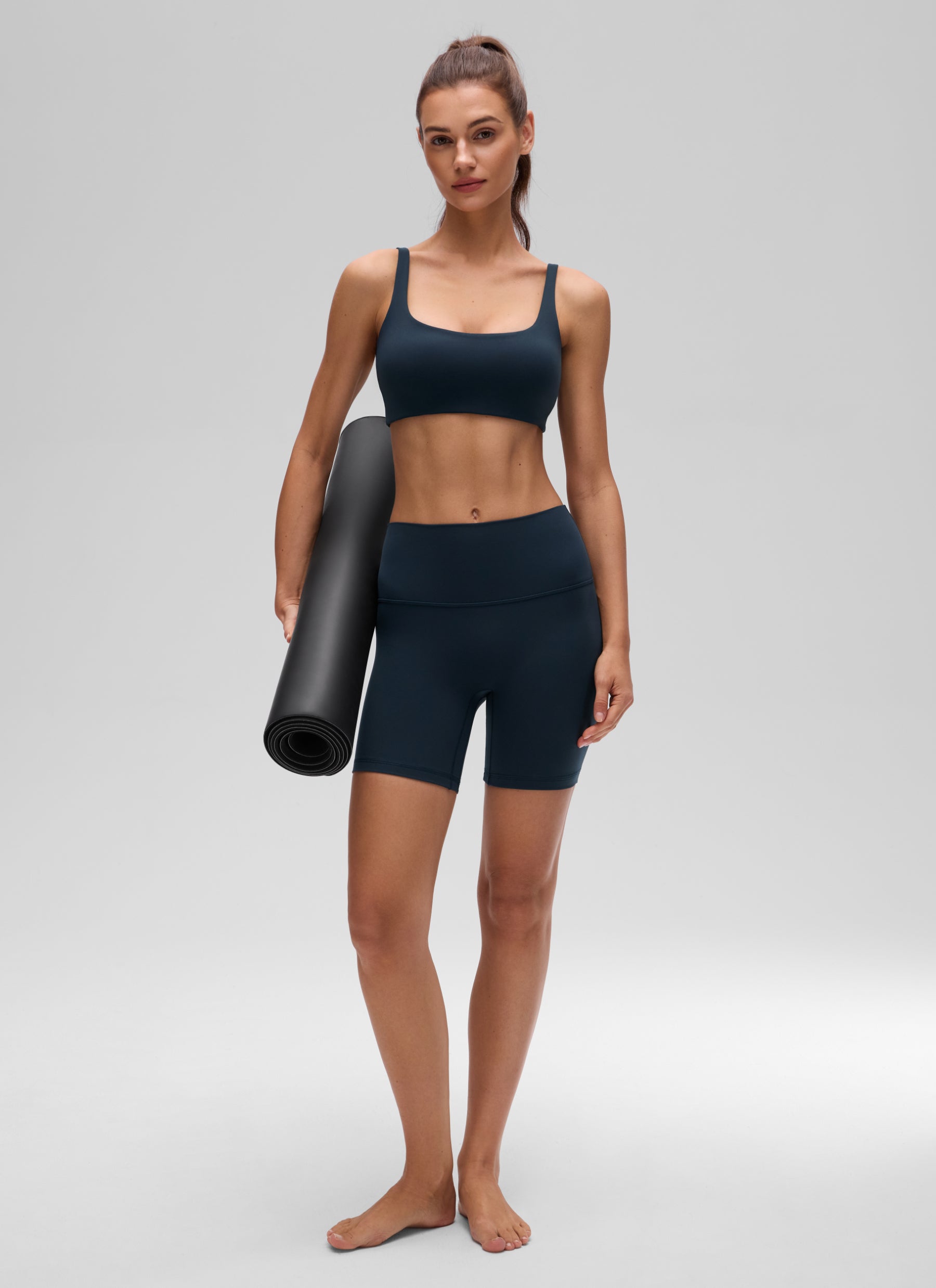 CRZ YOGA Damen Butterluxe Cami mit quadratischem Ausschnitt Mini-BH Echte Marine