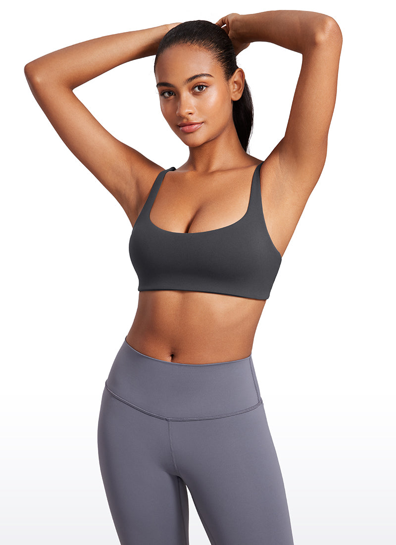 CRZ YOGA Damen Butterluxe Cami mit quadratischem Ausschnitt Mini-BH Mysteriöses Grau