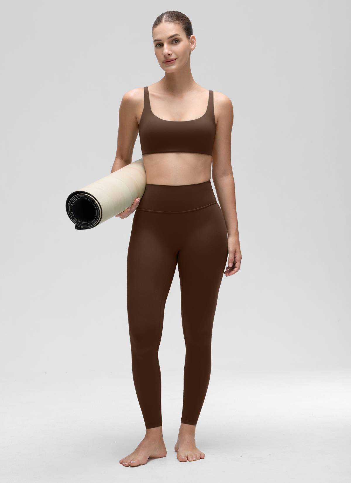 CRZ YOGA Damen Butterluxe Cami mit quadratischem Ausschnitt Mini-BH Lava Braun