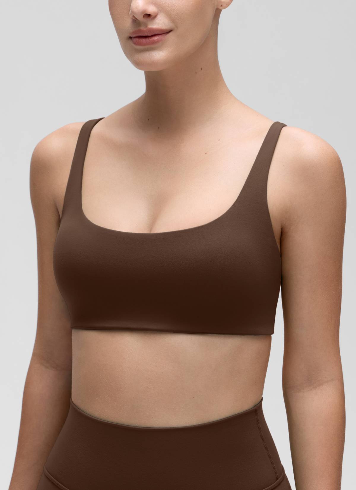 CRZ YOGA Damen Butterluxe Cami mit quadratischem Ausschnitt Mini-BH Lava Braun