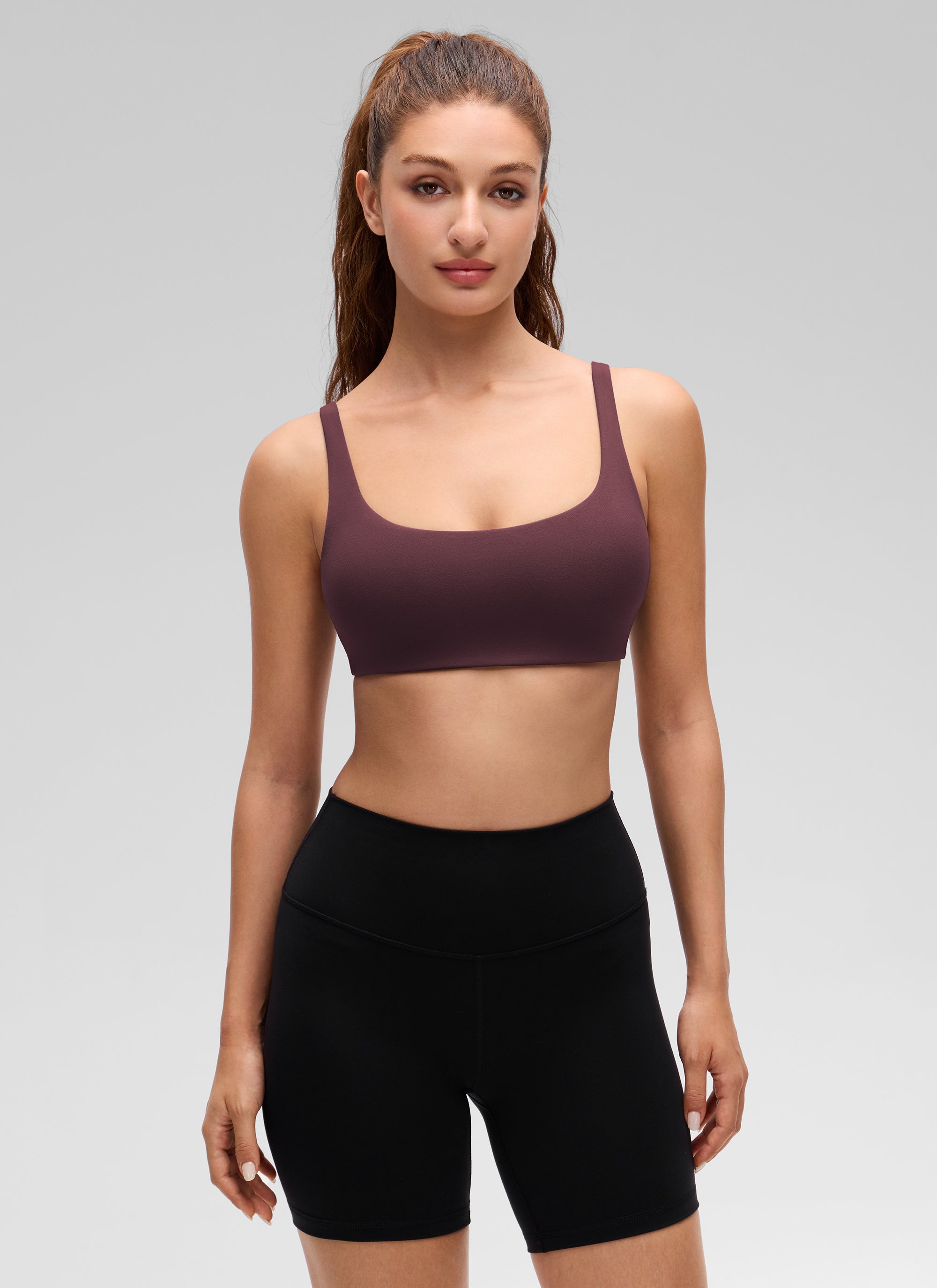 CRZ YOGA Damen Butterluxe Cami mit quadratischem Ausschnitt Mini-BH Reife Pflaume