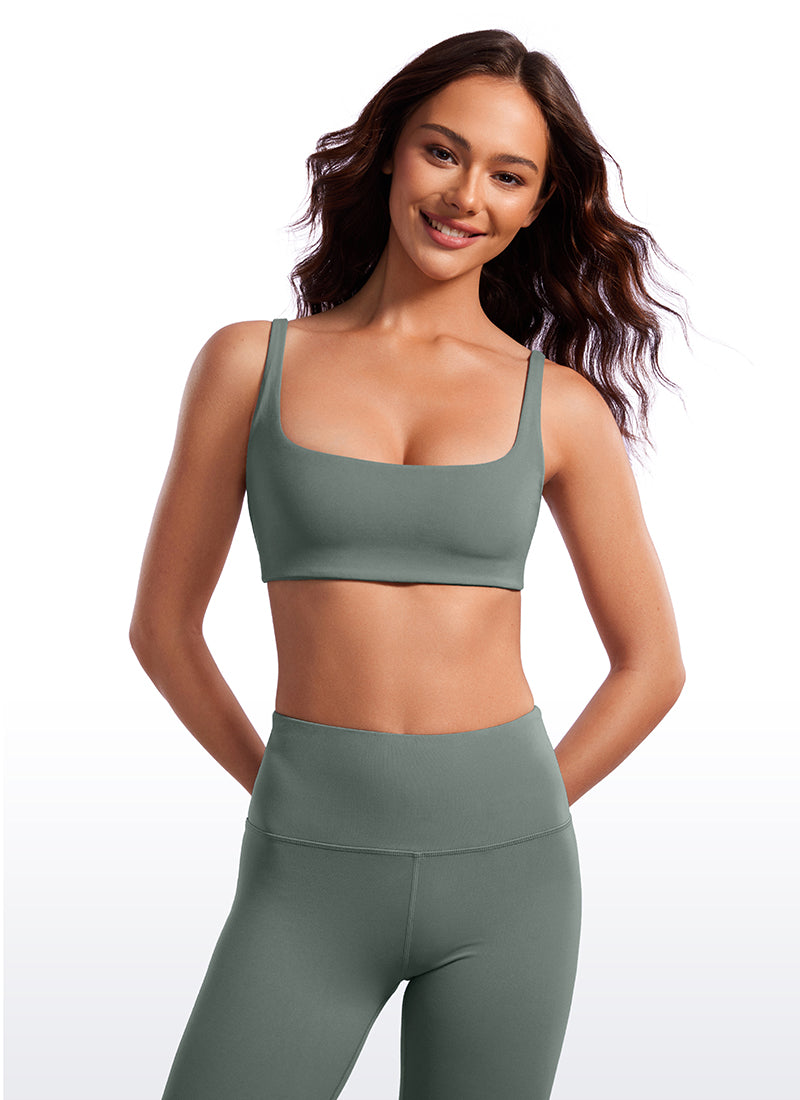 CRZ YOGA Damen Butterluxe Cami mit quadratischem Ausschnitt Mini-BH Grauer Salbei