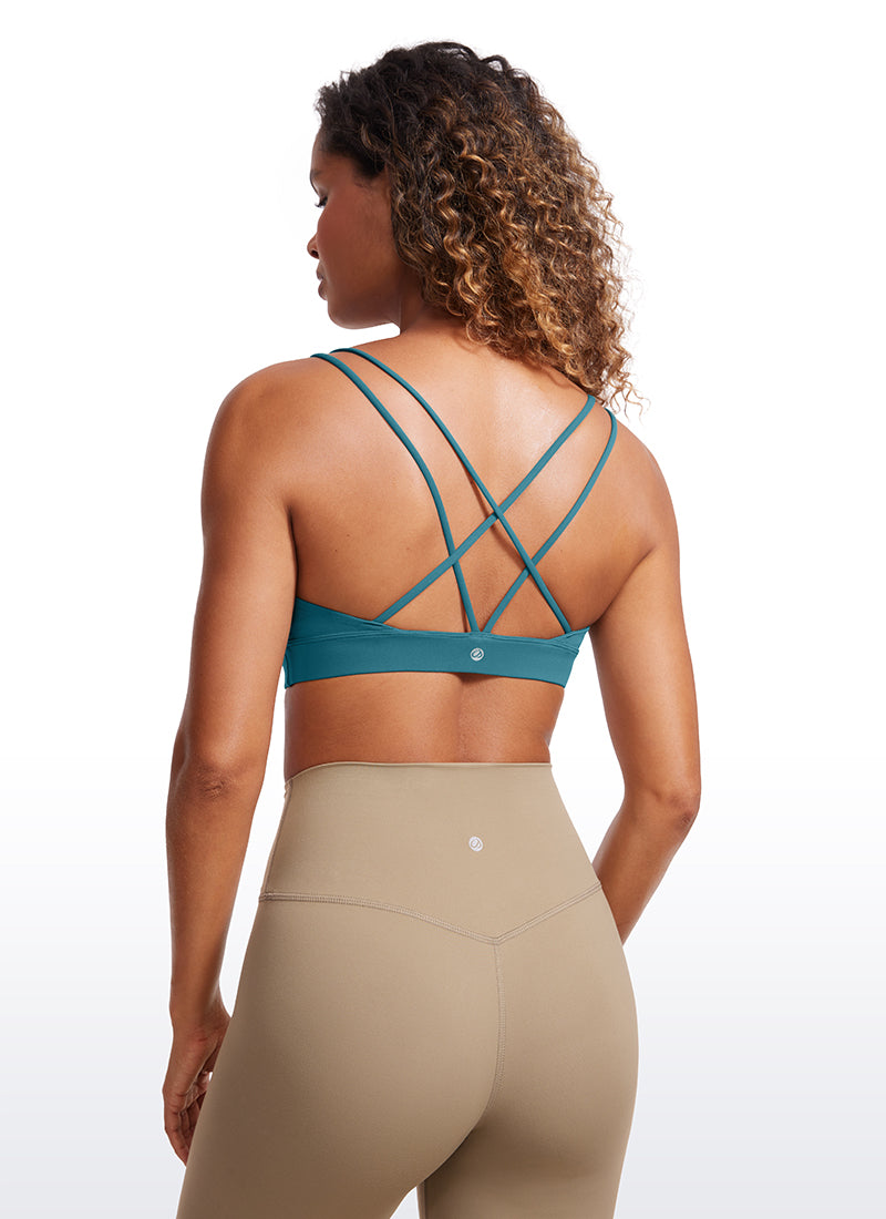 CRZ YOGA Damen Butterluxe V-Neck Träger Gepolstert Sport BH Ohne Bügel Borealis-Grün