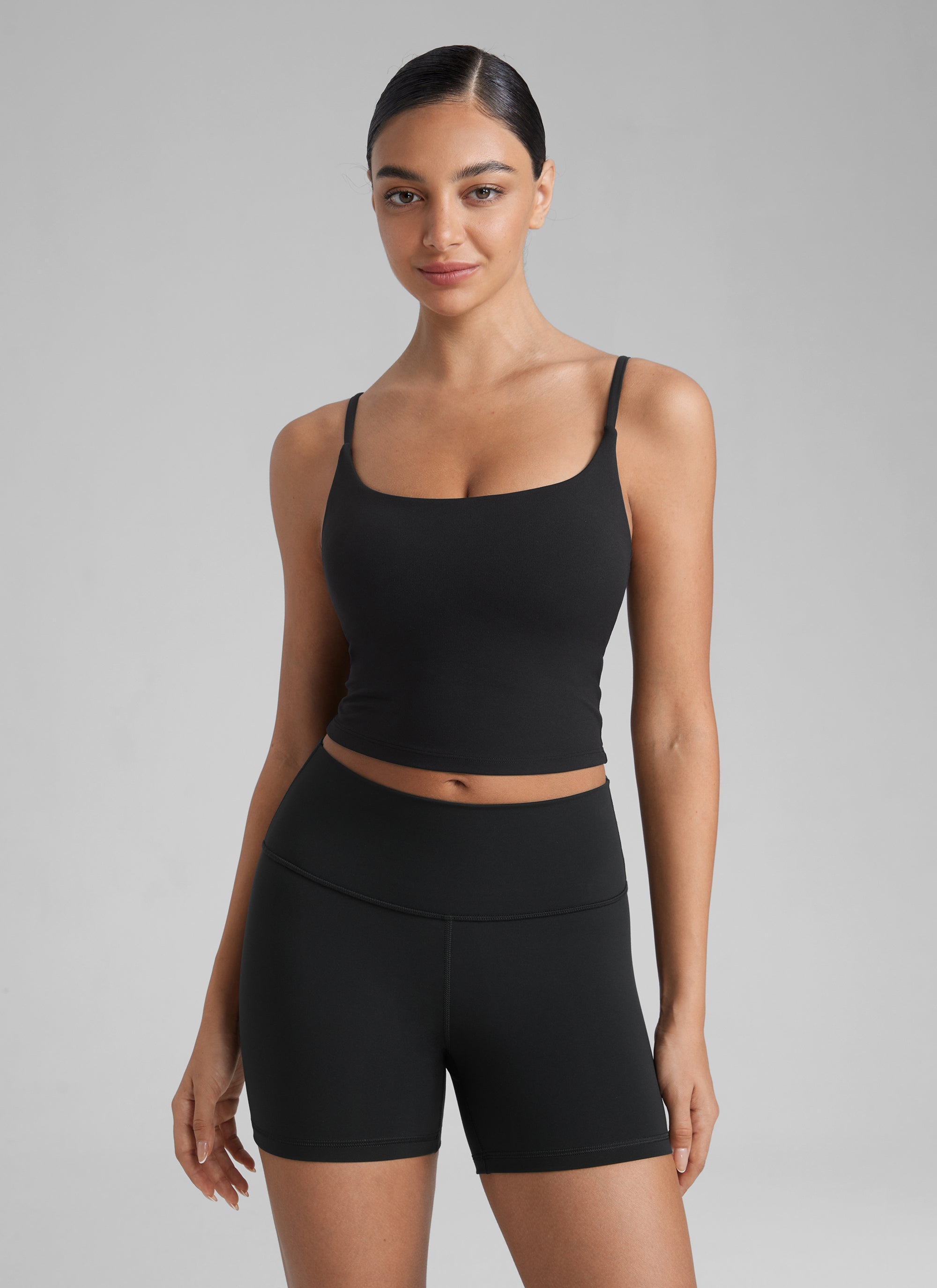 CRZ YOGA Butterlift Damen Gepolstert Sport BH Verstellbare Träger Tanktop Schwarz