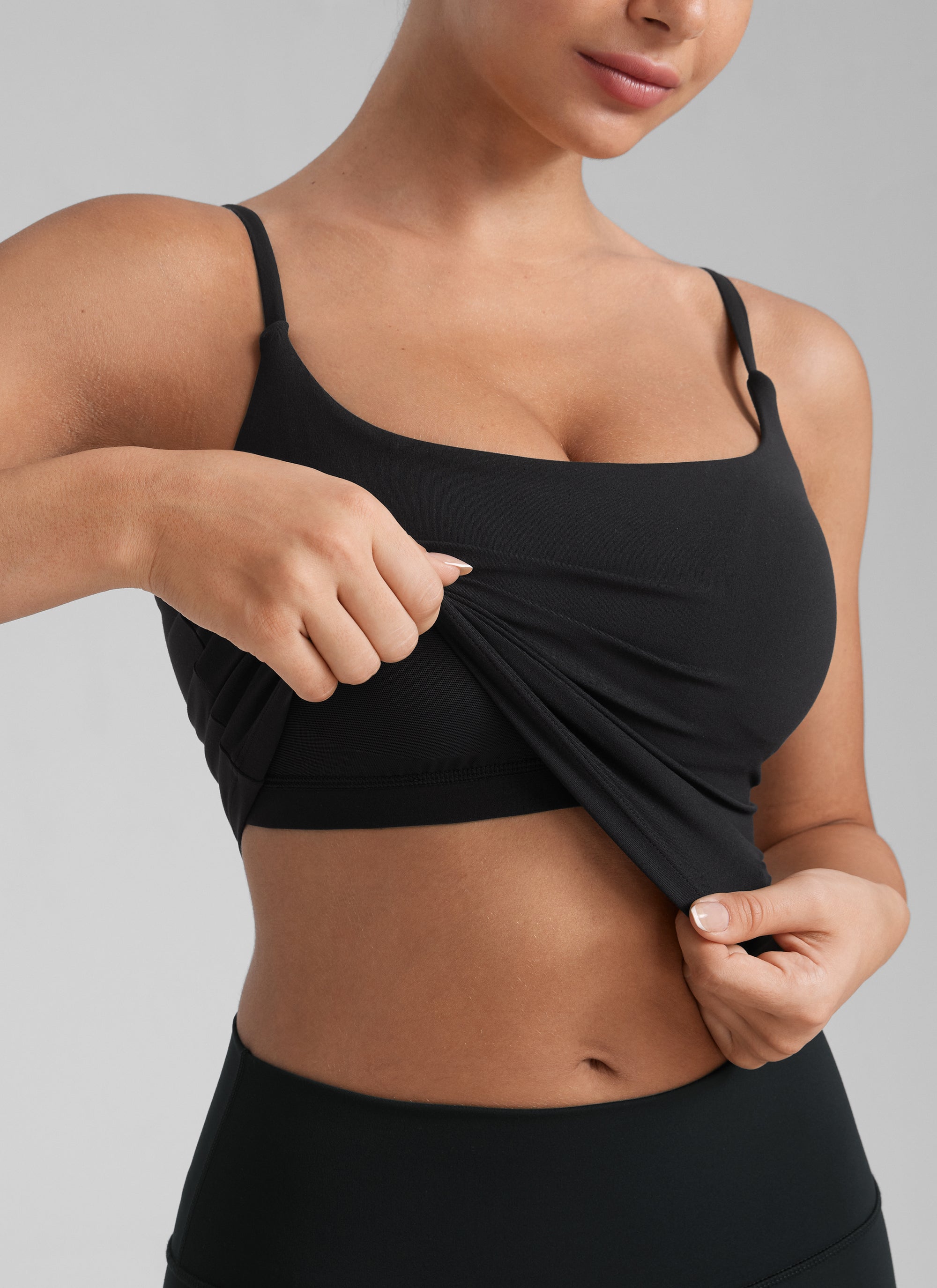 CRZ YOGA Butterlift Damen Gepolstert Sport BH Verstellbare Träger Tanktop Schwarz