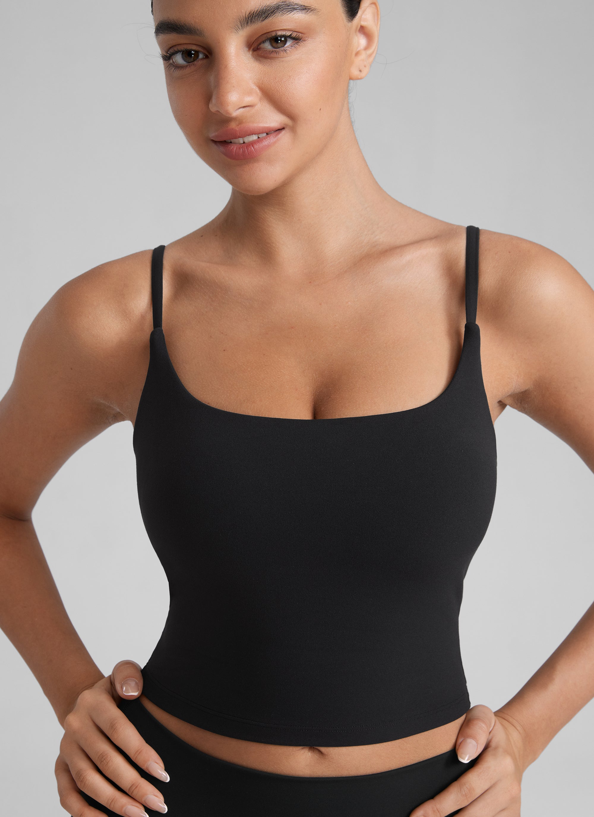 CRZ YOGA Butterlift Damen Gepolstert Sport BH Verstellbare Träger Tanktop Schwarz