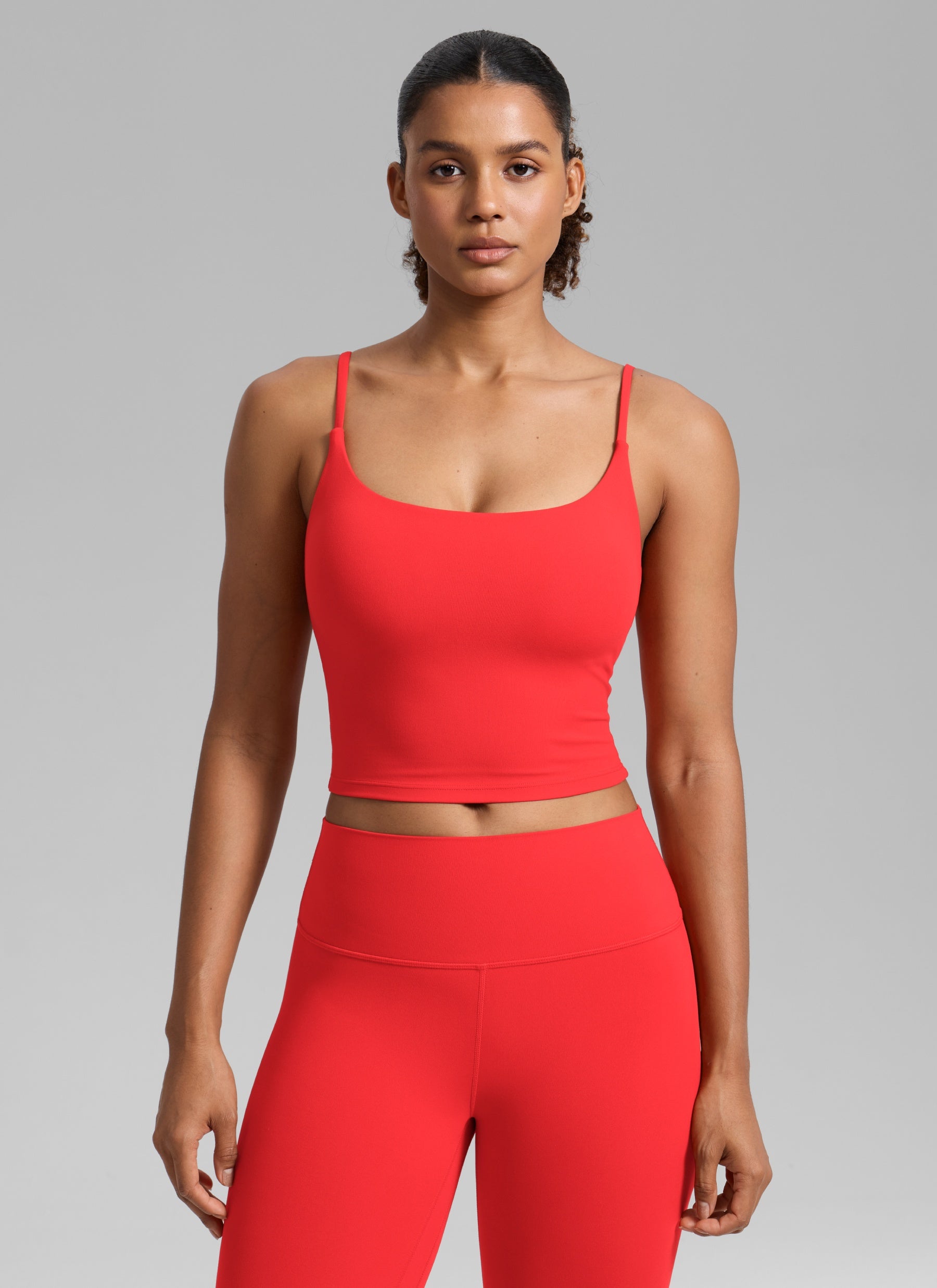 CRZ YOGA Butterlift Damen Gepolstert Sport BH Verstellbare Träger Tanktop Tiefrot