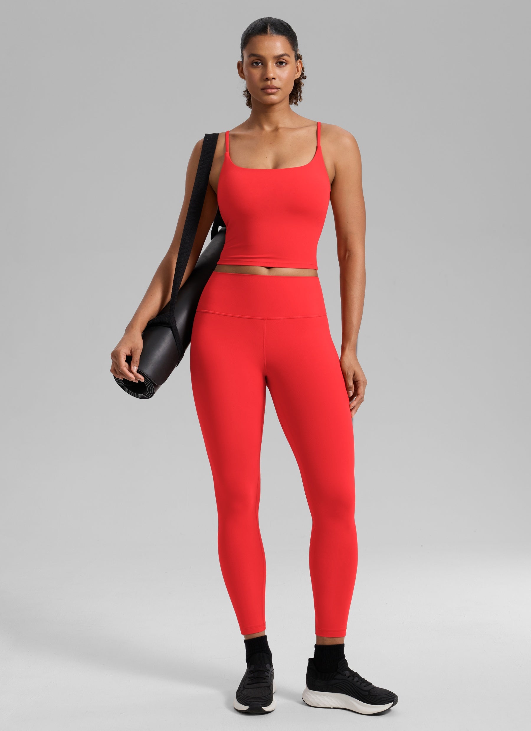 CRZ YOGA Butterlift Damen Gepolstert Sport BH Verstellbare Träger Tanktop Tiefrot
