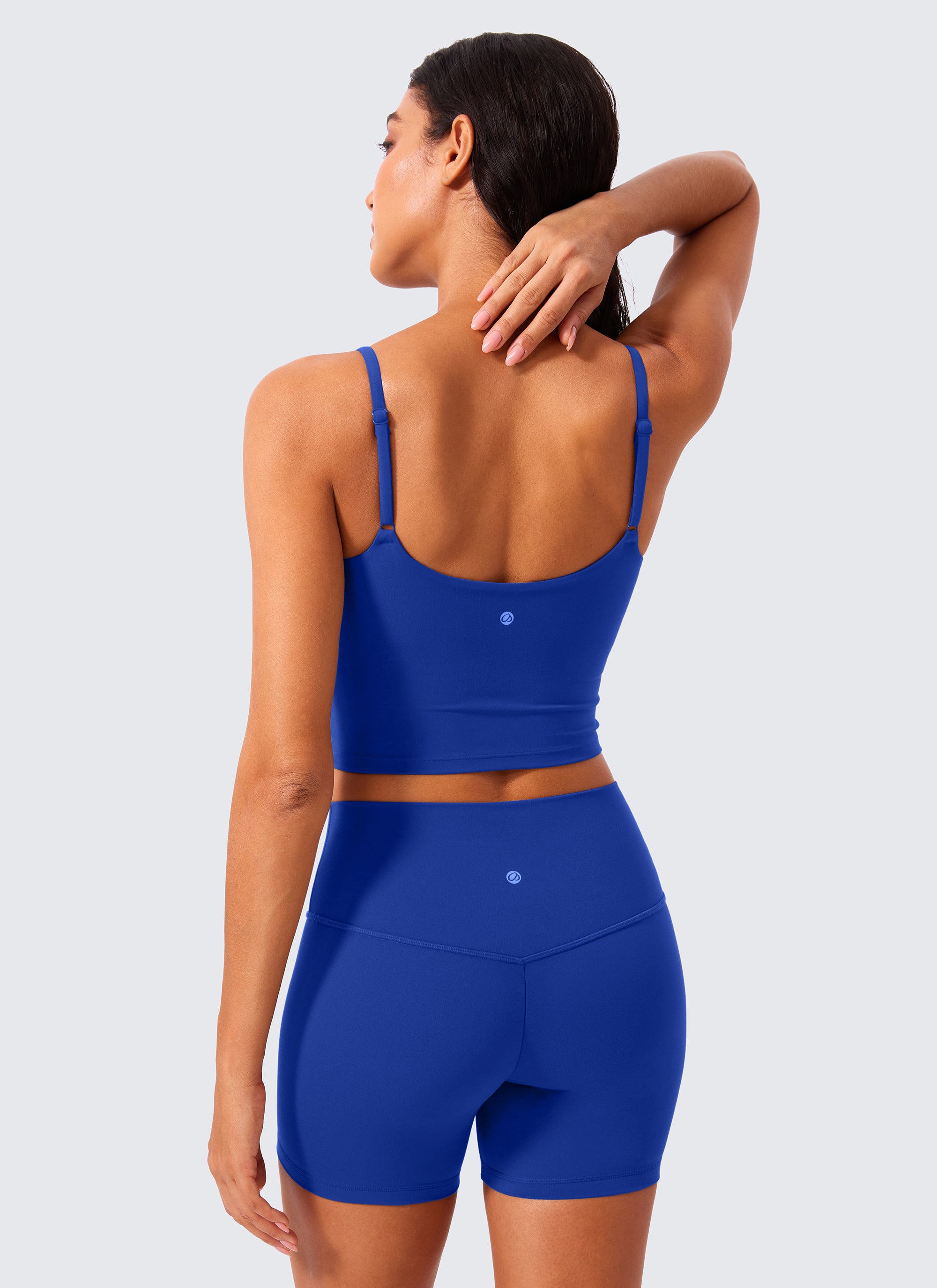 CRZ YOGA Butterlift Damen Gepolstert Sport BH Verstellbare Träger Tanktop Wellen Blau