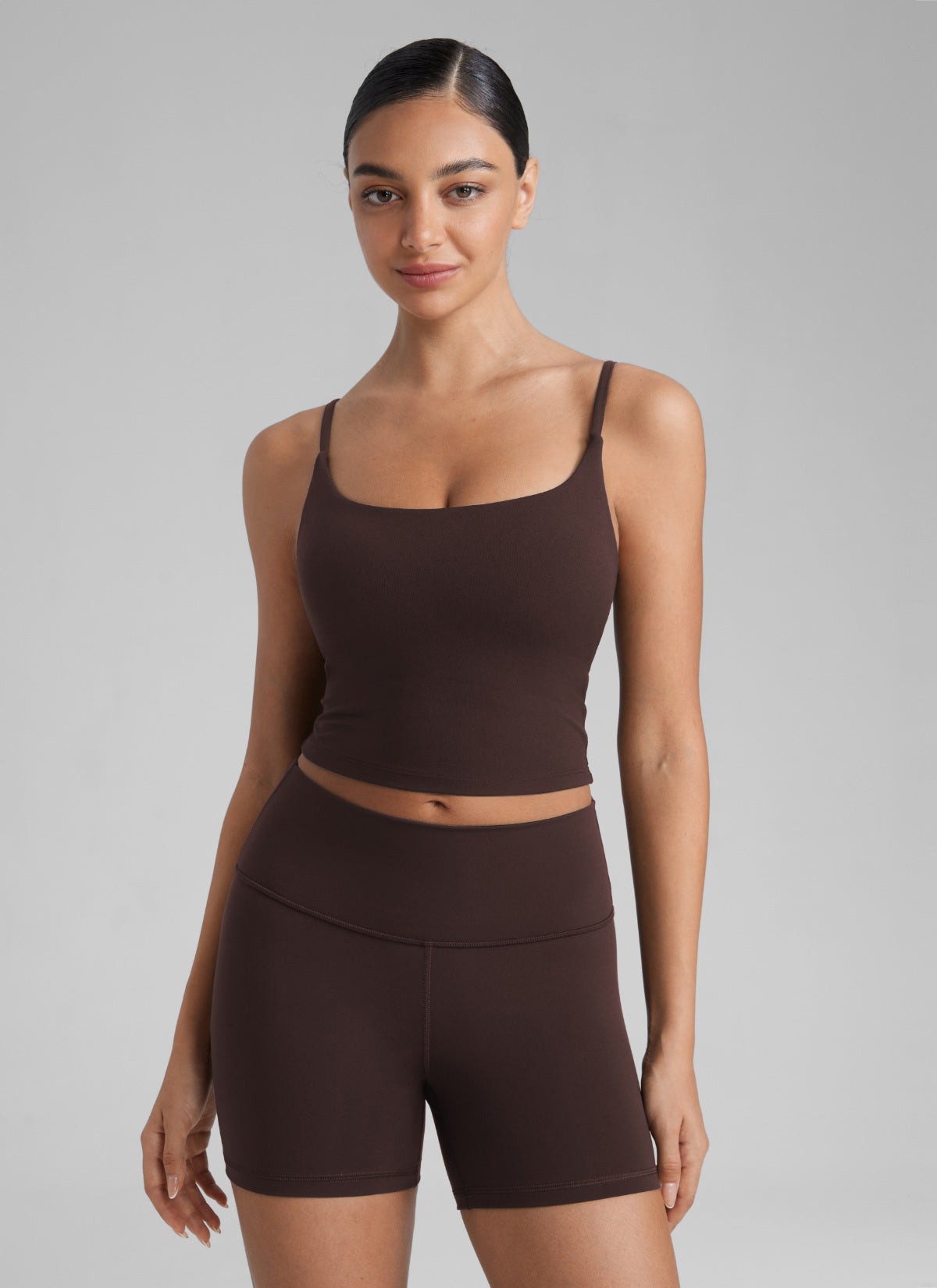 CRZ YOGA Butterlift Damen Gepolstert Sport BH Verstellbare Träger Tanktop Heißes Fudge-Brown