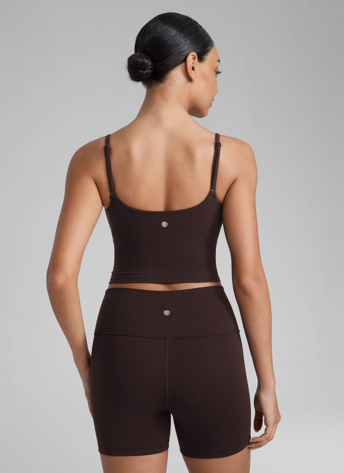 CRZ YOGA Butterlift Damen Gepolstert Sport BH Verstellbare Träger Tanktop Heißes Fudge-Brown