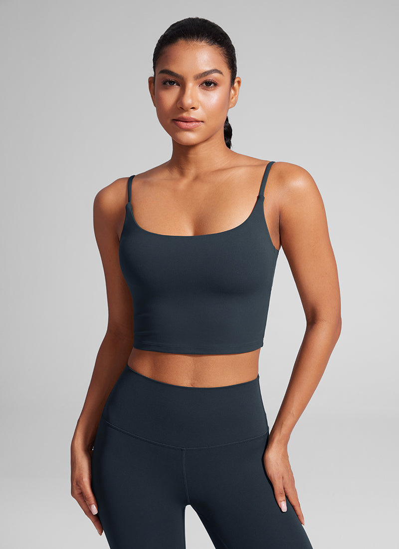 CRZ YOGA Butterlift Damen Gepolstert Sport BH Verstellbare Träger Tanktop Echte Marine