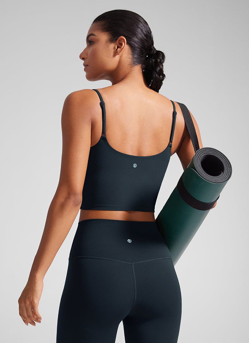 CRZ YOGA Butterlift Damen Gepolstert Sport BH Verstellbare Träger Tanktop Echte Marine