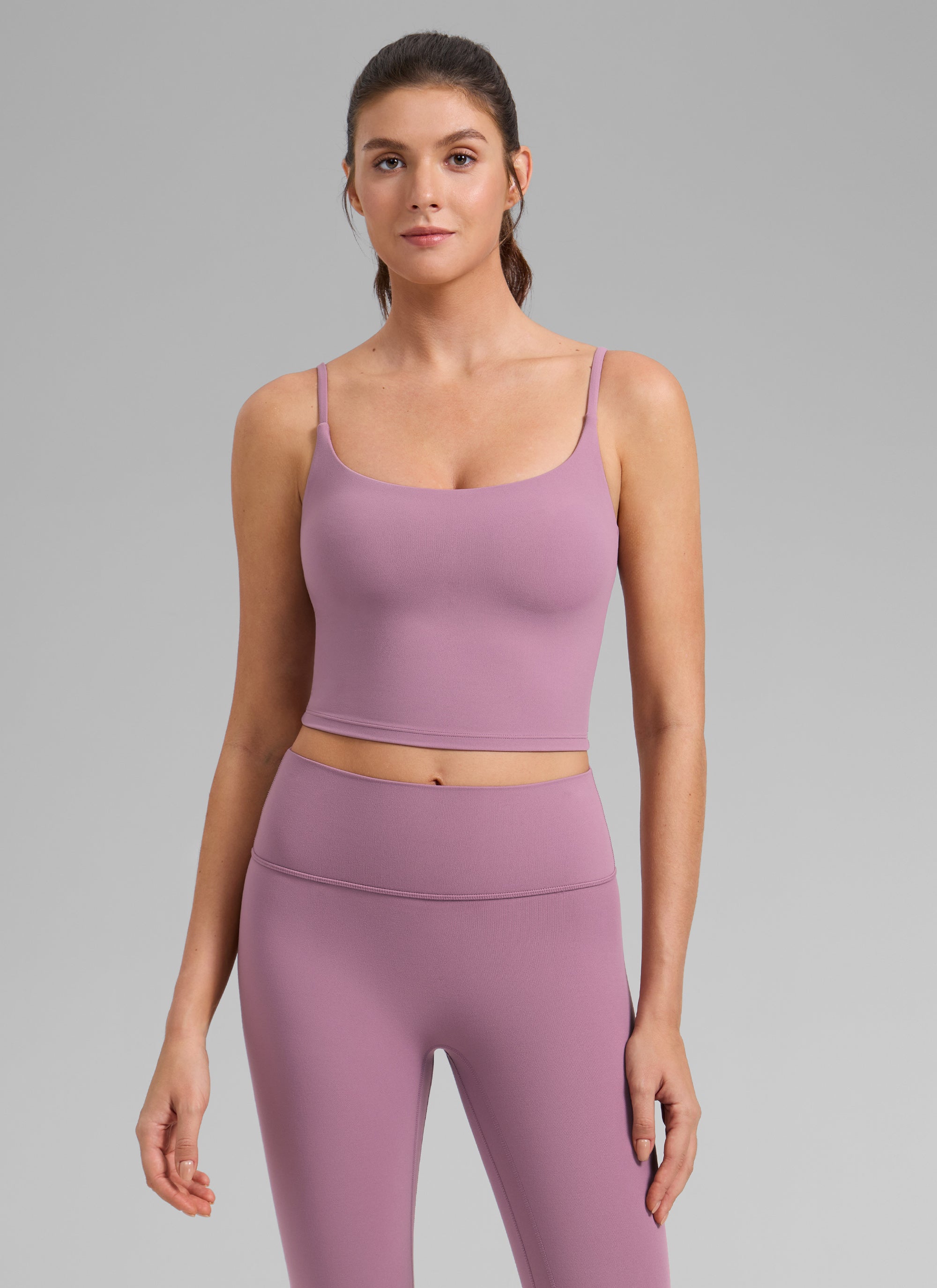 CRZ YOGA Butterlift Damen Gepolstert Sport BH Verstellbare Träger Tanktop Lavendel Hell
