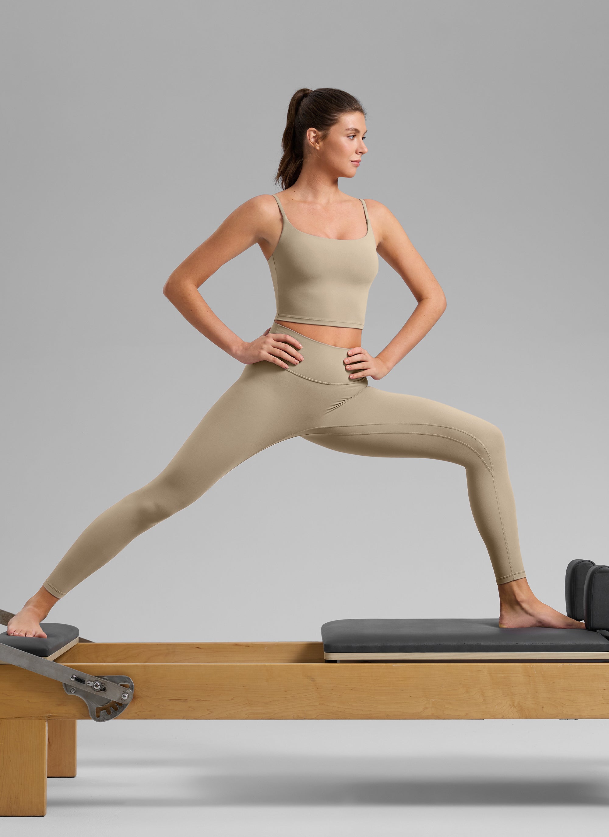 CRZ YOGA Butterlift Damen Gepolstert Sport BH Verstellbare Träger Tanktop Eiche