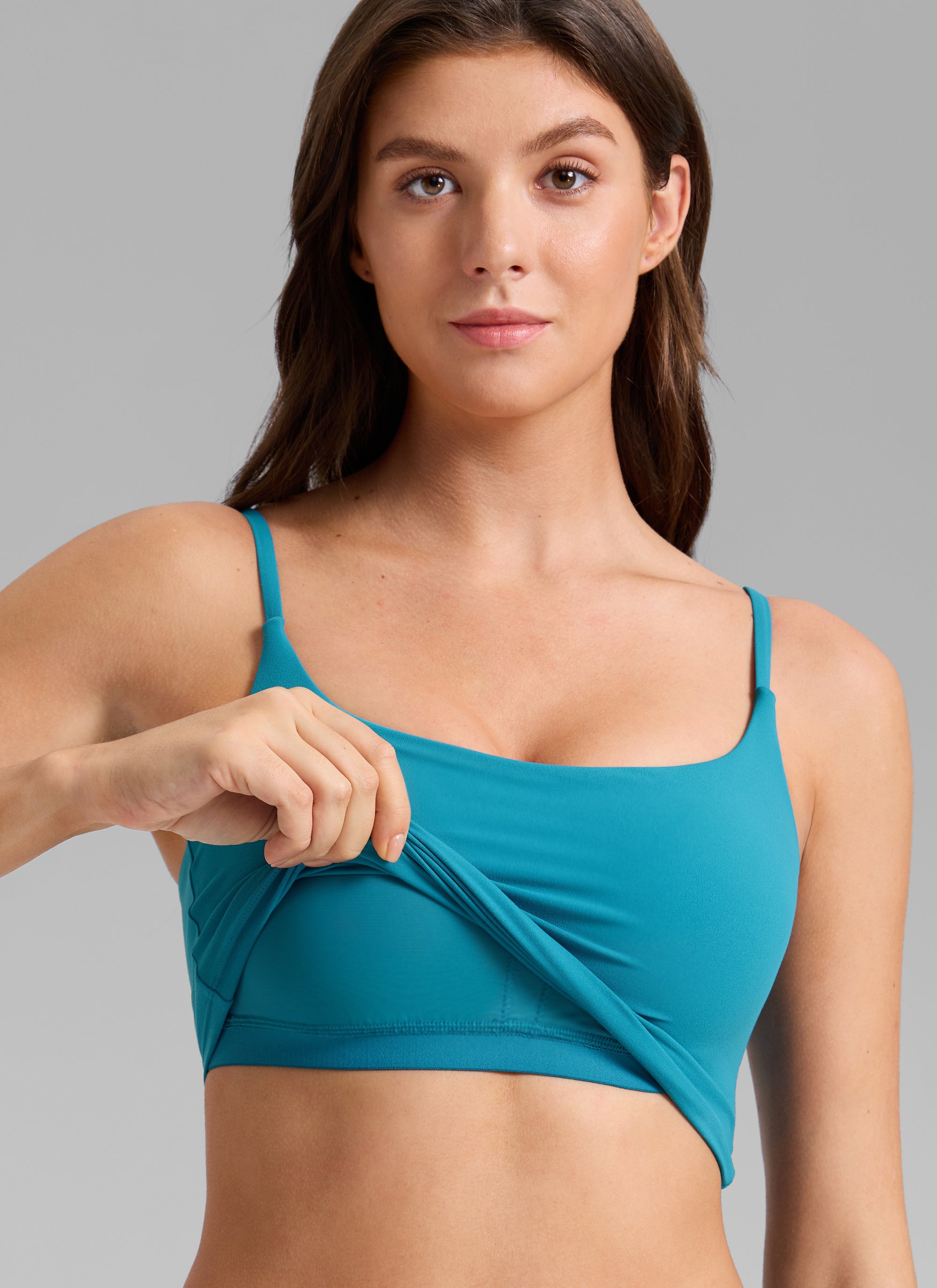 CRZ YOGA Butterlift Damen Gepolstert Sport BH Verstellbare Träger Tanktop Hawaii-Blau