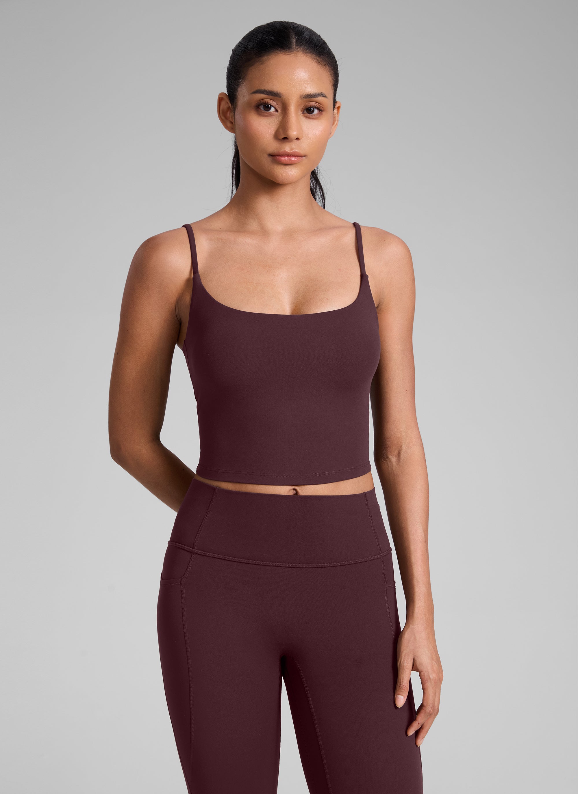 CRZ YOGA Butterlift Damen Gepolstert Sport BH Verstellbare Träger Tanktop Reife Pflaume