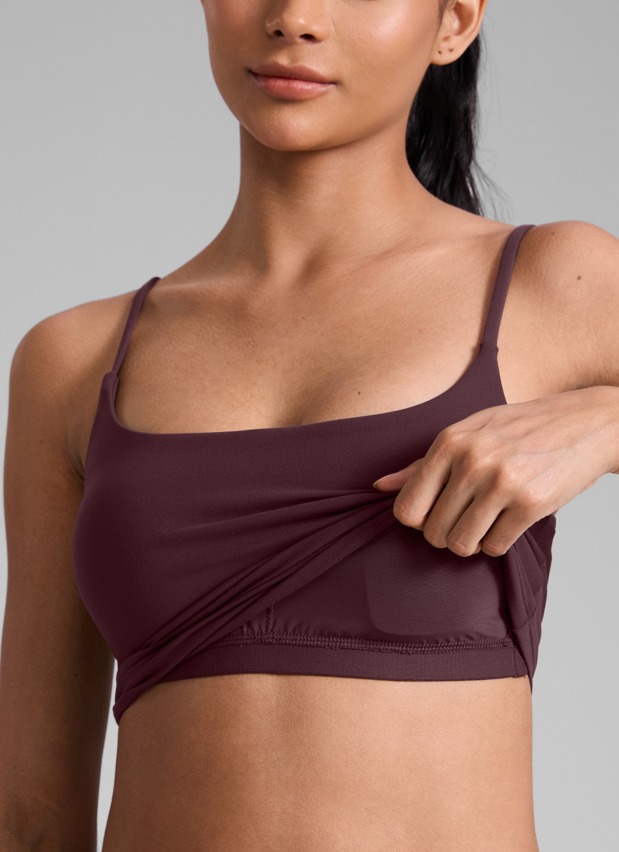 CRZ YOGA Butterlift Damen Gepolstert Sport BH Verstellbare Träger Tanktop Reife Pflaume