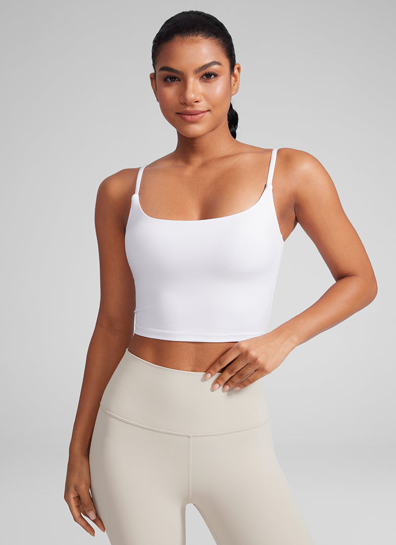 CRZ YOGA Butterlift Damen Gepolstert Sport BH Verstellbare Träger Tanktop Weiss