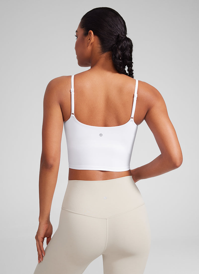 CRZ YOGA Butterlift Damen Gepolstert Sport BH Verstellbare Träger Tanktop Weiss
