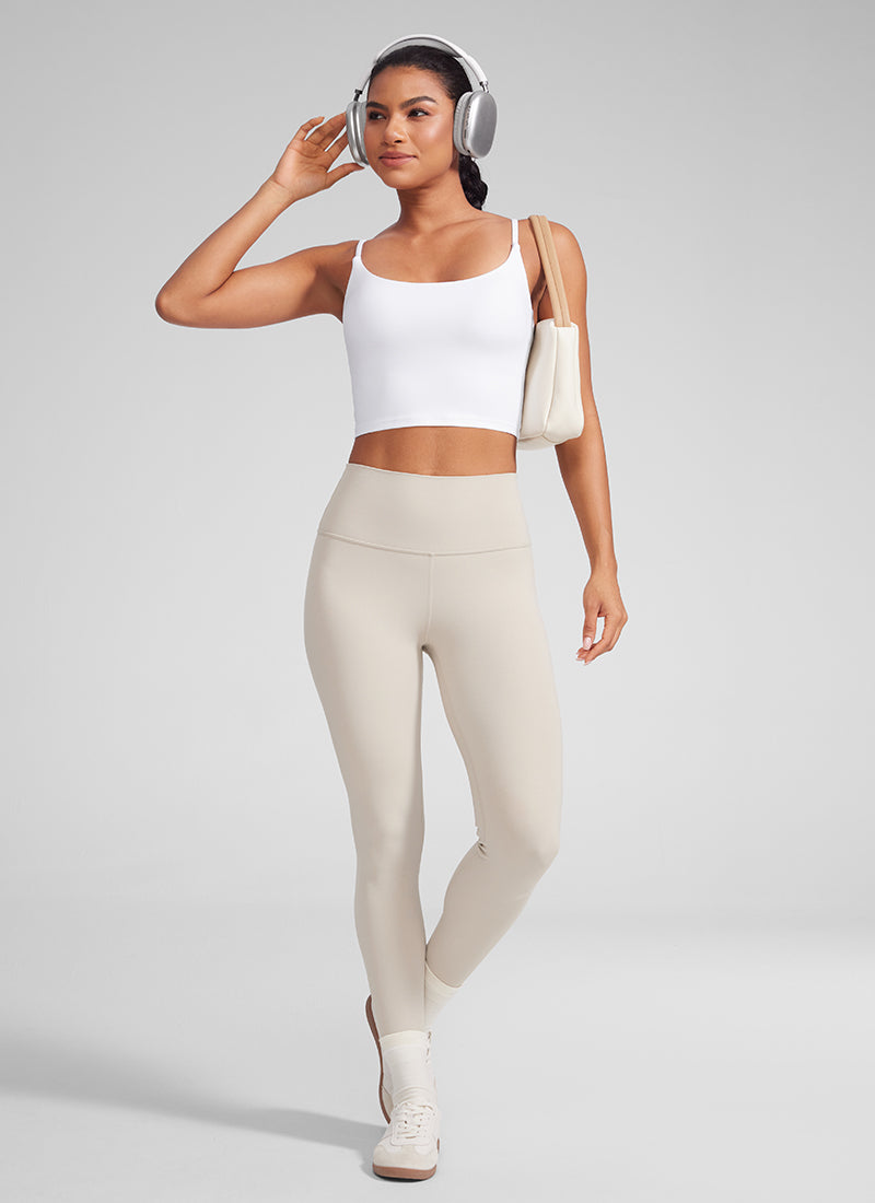 CRZ YOGA Butterlift Damen Gepolstert Sport BH Verstellbare Träger Tanktop Weiss