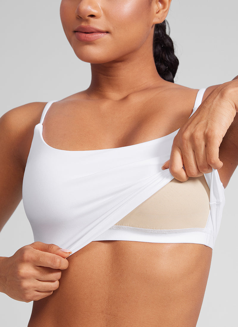 CRZ YOGA Butterlift Damen Gepolstert Sport BH Verstellbare Träger Tanktop Weiss