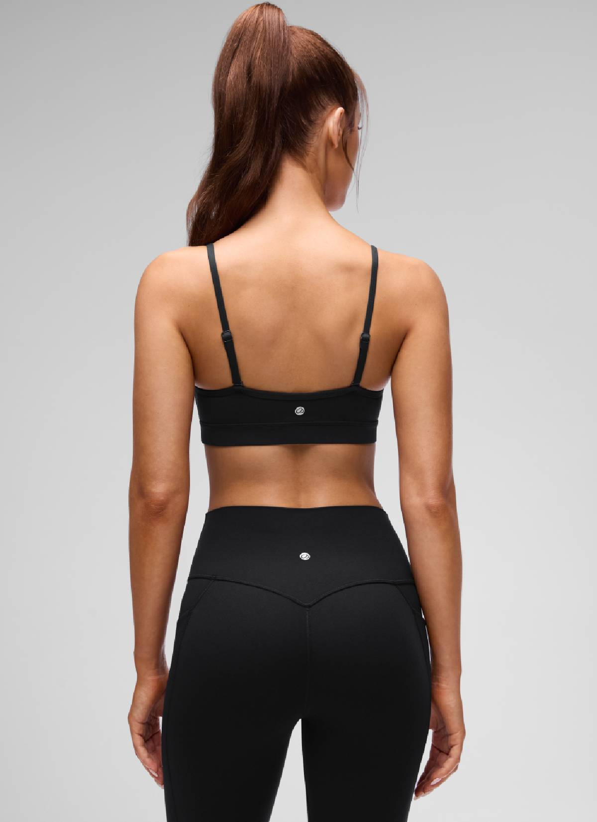 CRZ YOGA Damen Butterluxe V-Ausschnitt Verstellbar Spaghetti Sport BH Schwarz