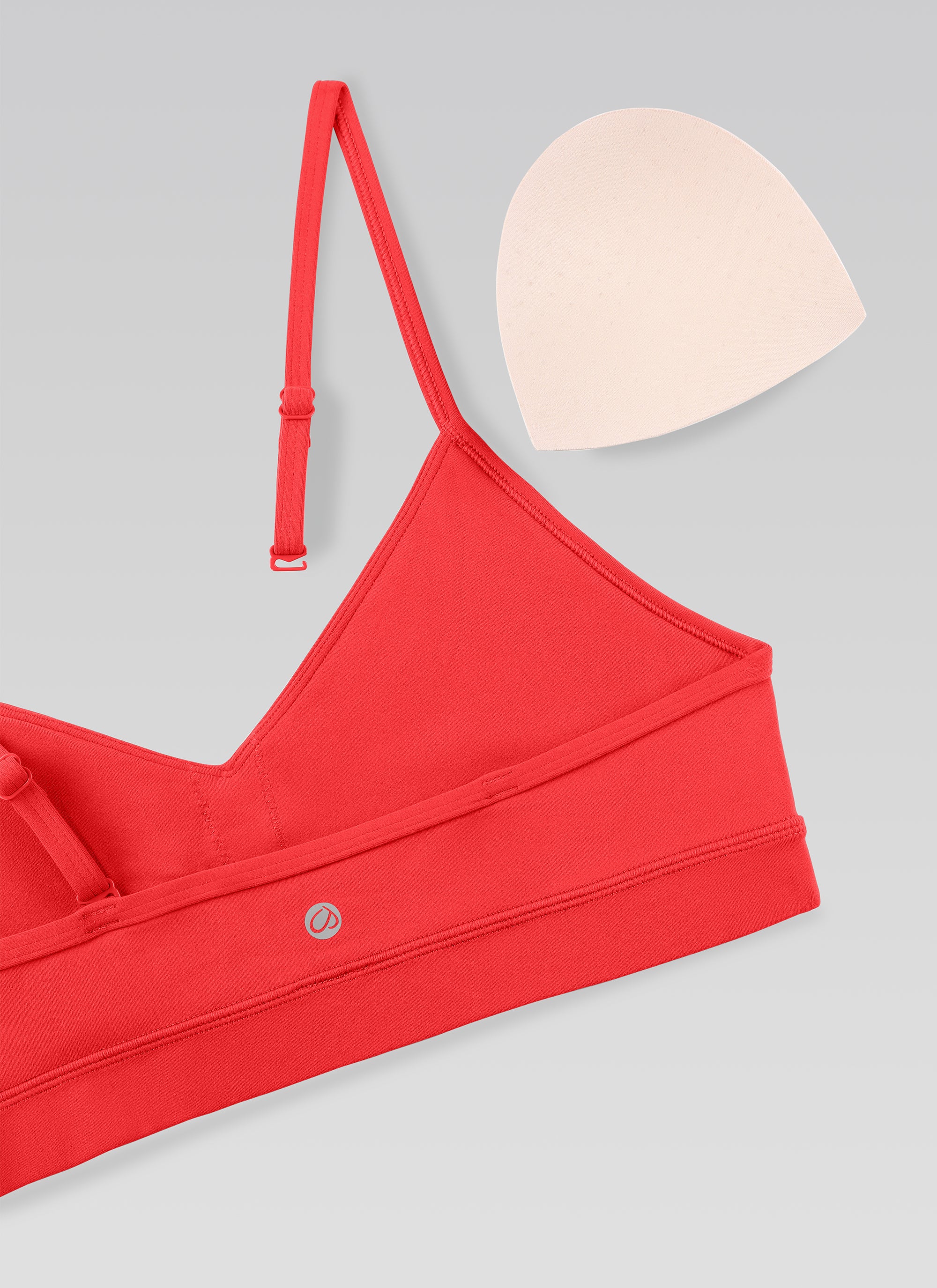 CRZ YOGA Damen Butterluxe V-Ausschnitt Verstellbar Spaghetti Sport BH Tiefrot