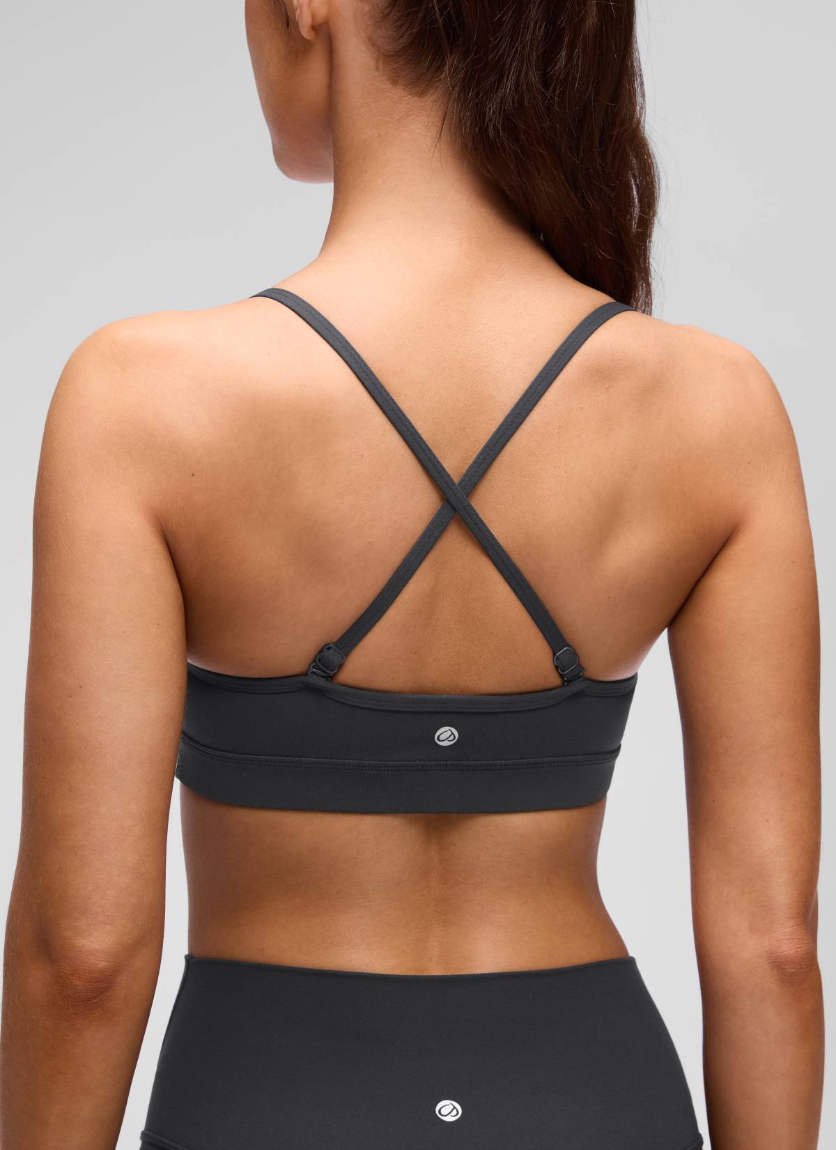 CRZ YOGA Damen Butterluxe V-Ausschnitt Verstellbar Spaghetti Sport BH Mysteriöses Grau